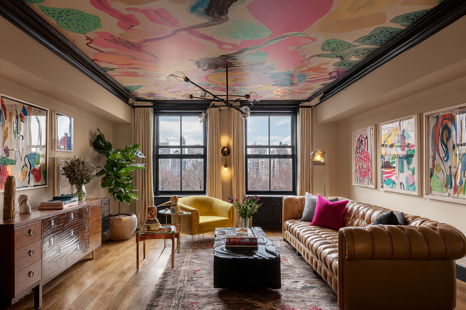 Applying non-woven wallpaper on ceiling step by step