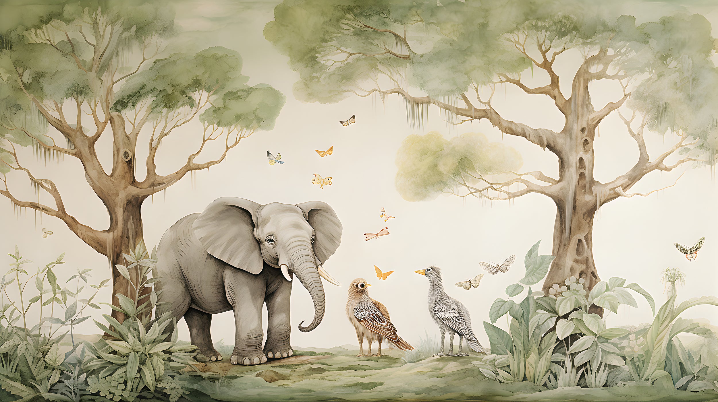 Peel and Stick Safari Animals Wallpaper