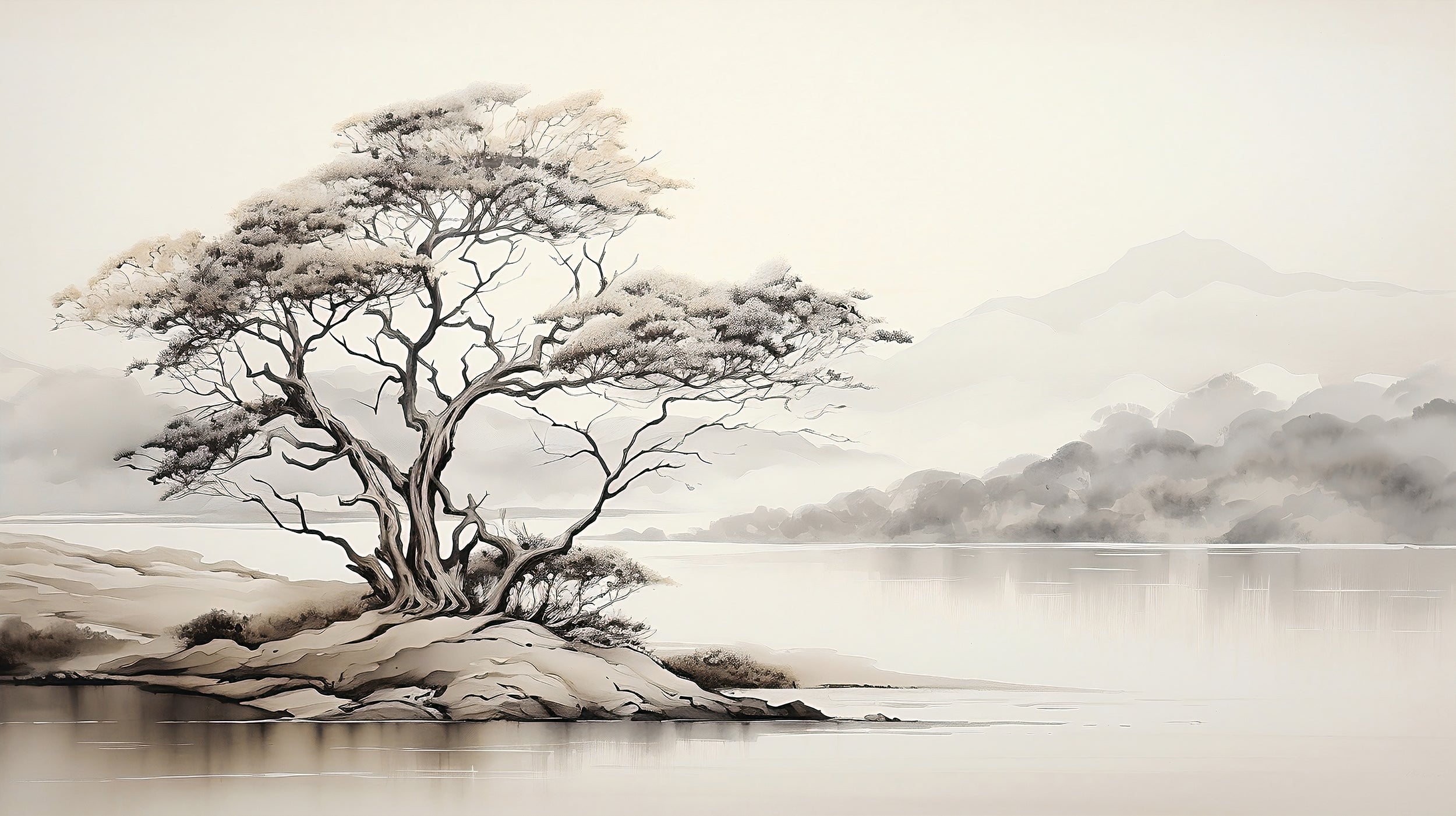 Timeless Sepia Landscape Wall Decal