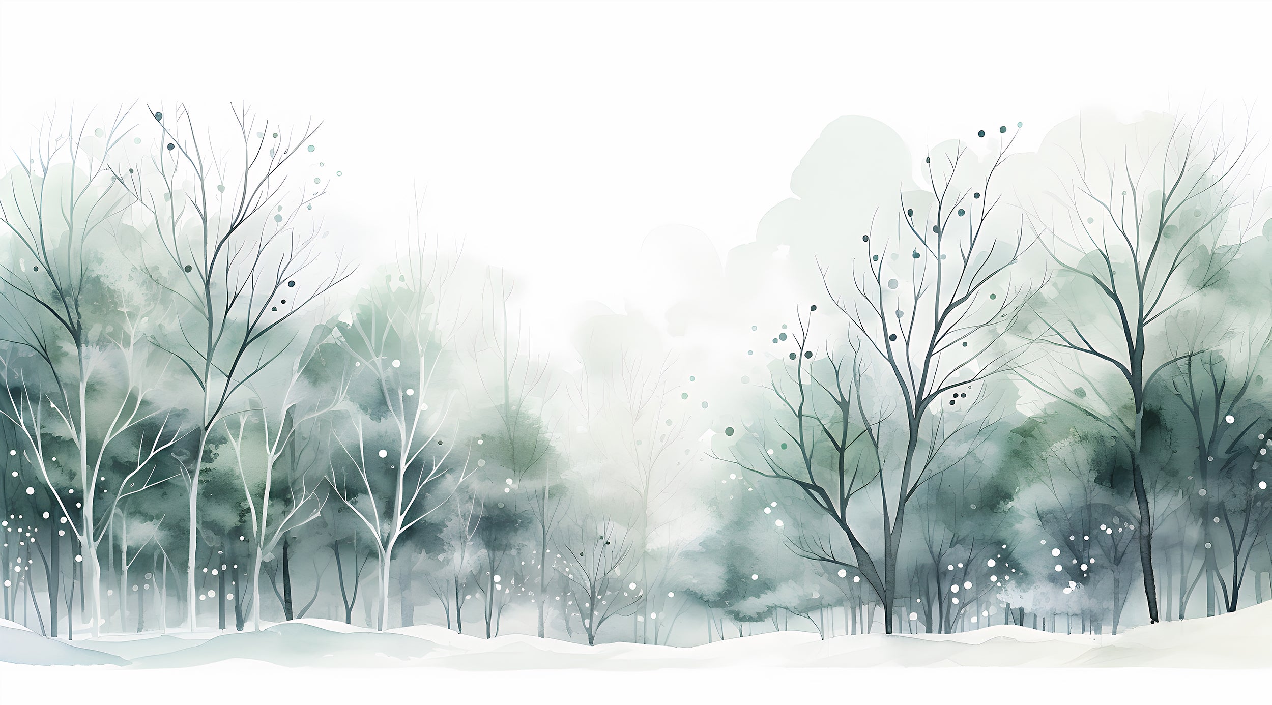 White and Green Watercolor Mural