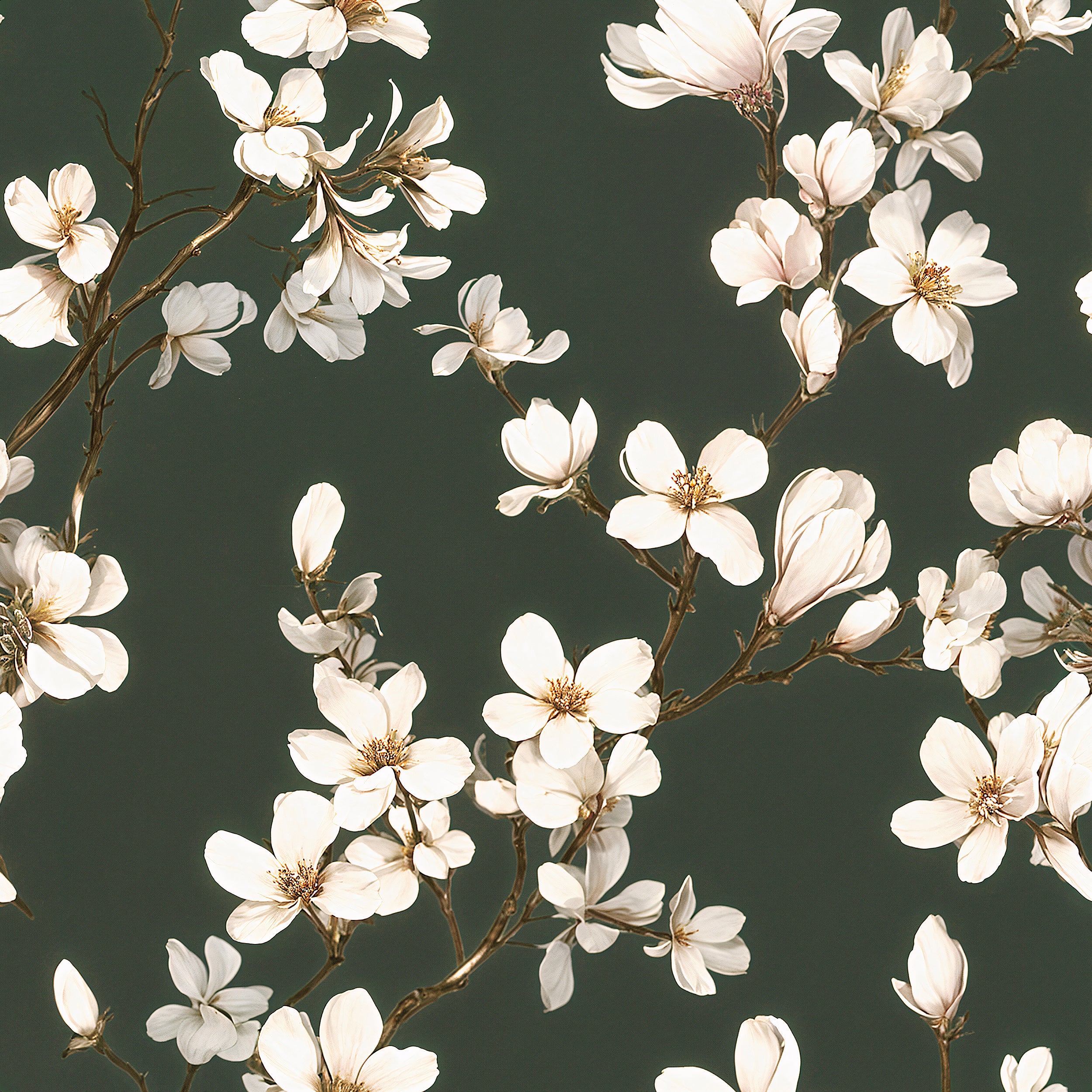 Dark green floral peel and stick wallpaper
Watercolor blossom branches wallpaper