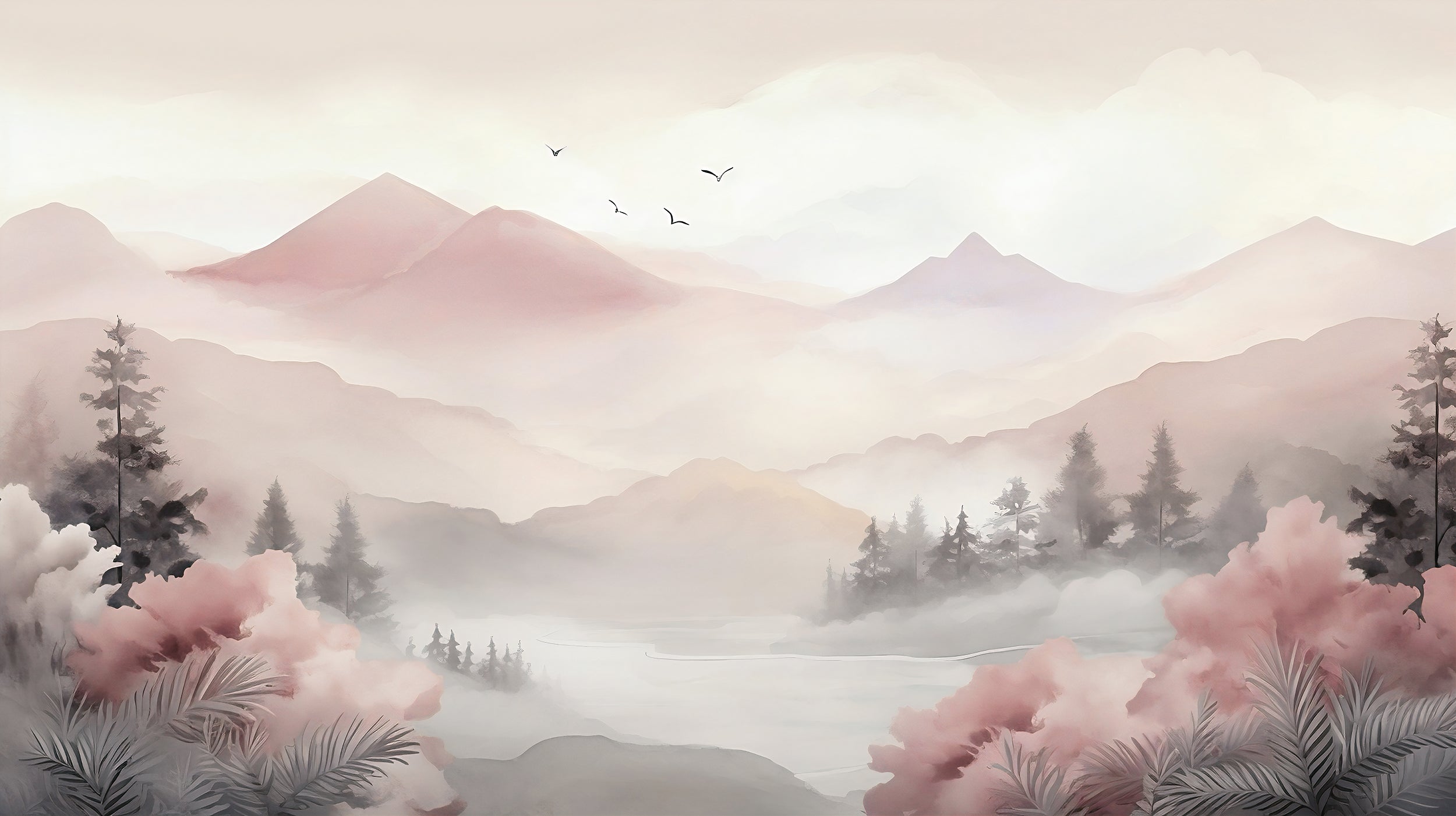 Scenic Mountain Wall Art for Nursery Decoration