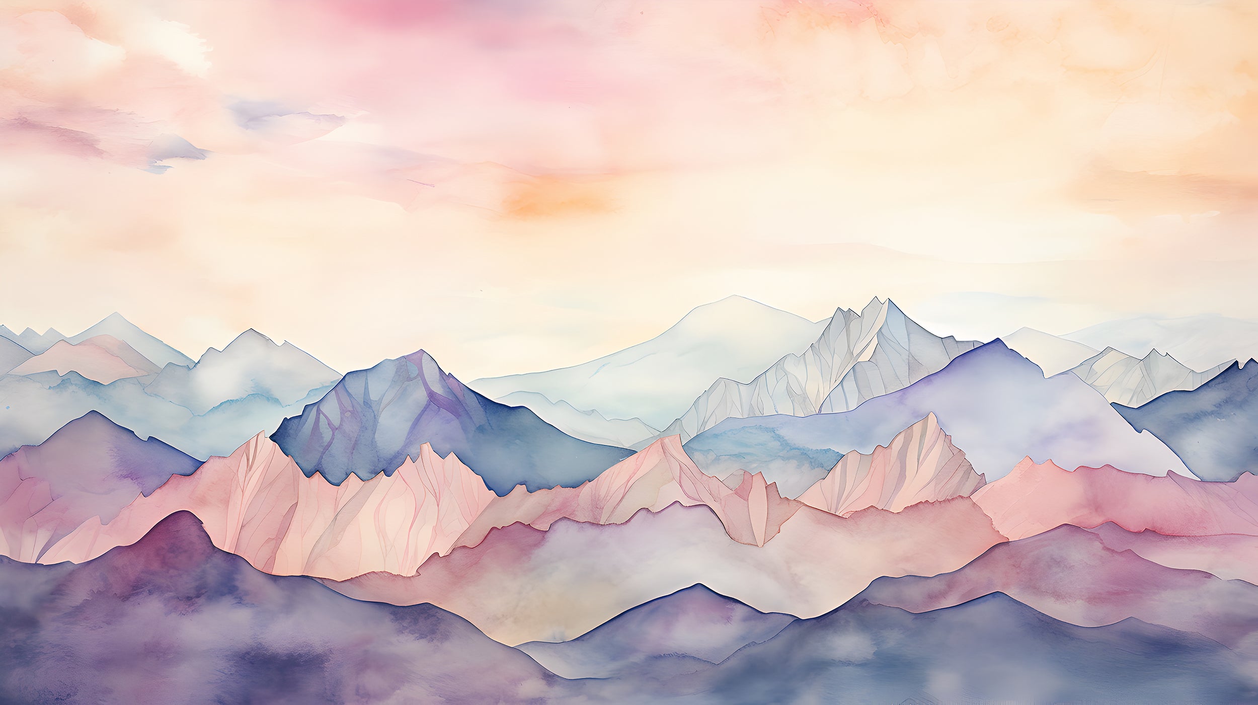 Pink Mountains and Orange Sky Wall Decal