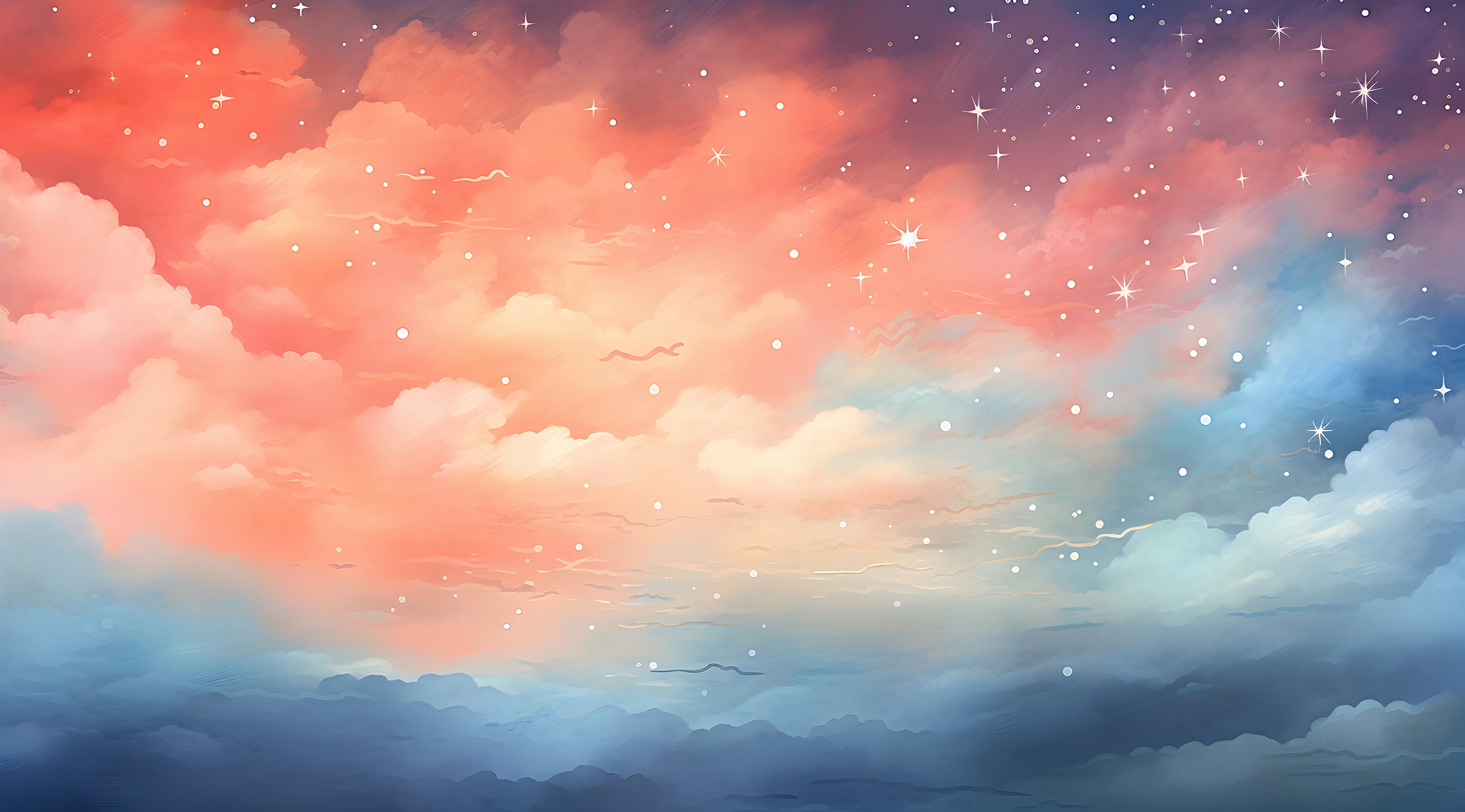 Colorful Watercolor Clouds Wall Decal