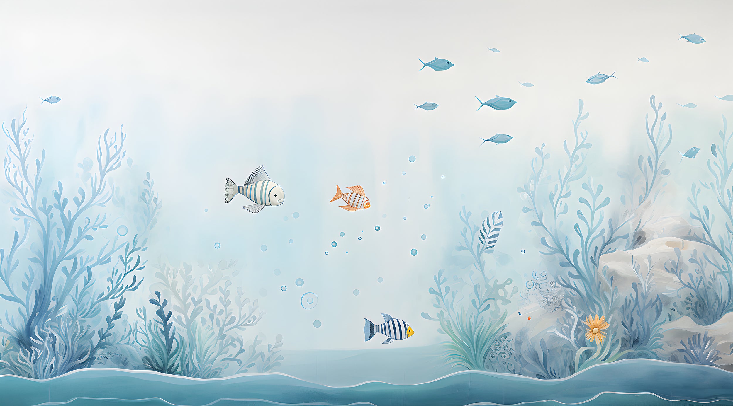 Nursery Blue Fish Wall Decal
