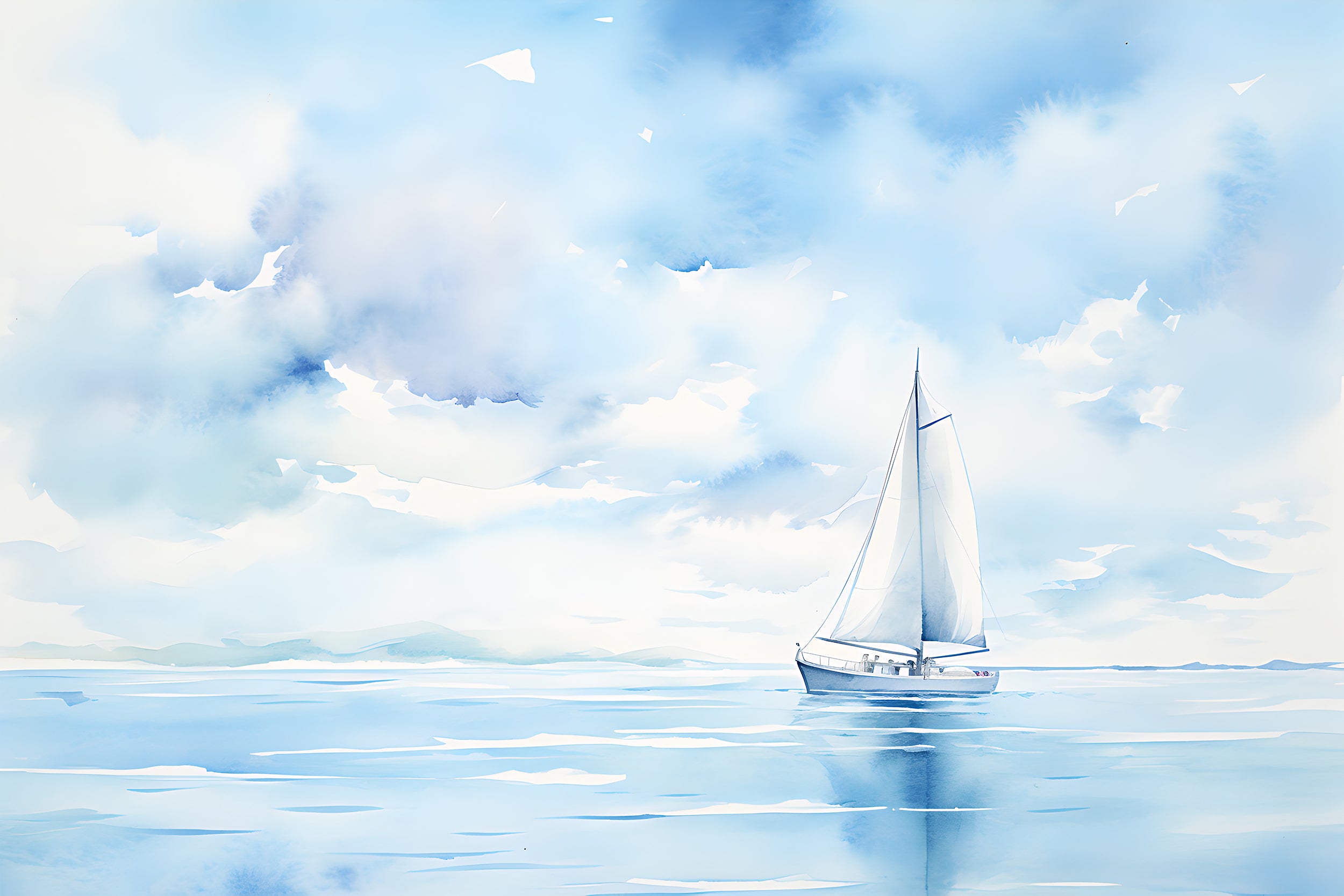 Watercolor Seascape Mural for Nursery