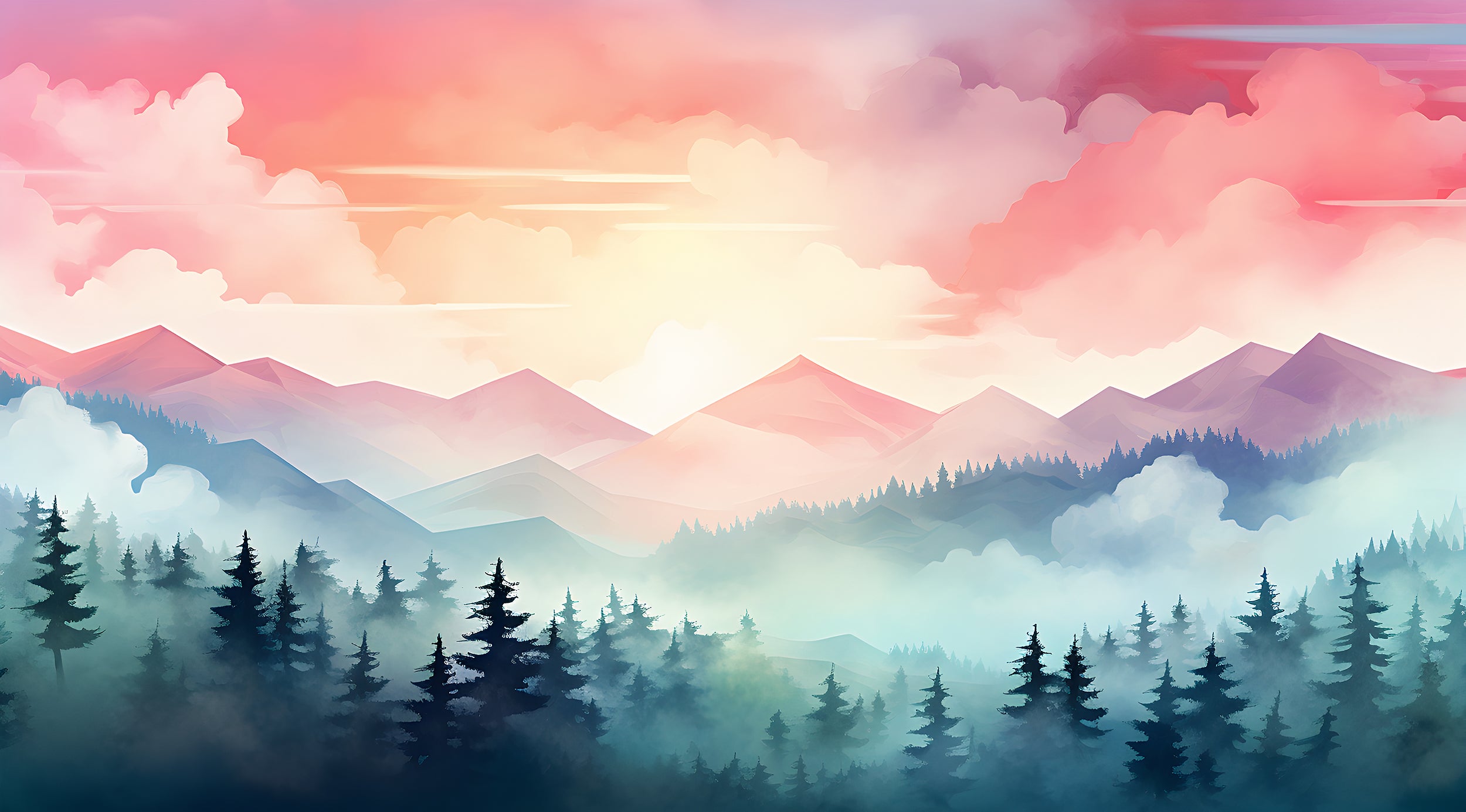 Forest and Mountains Wallpaper Decor