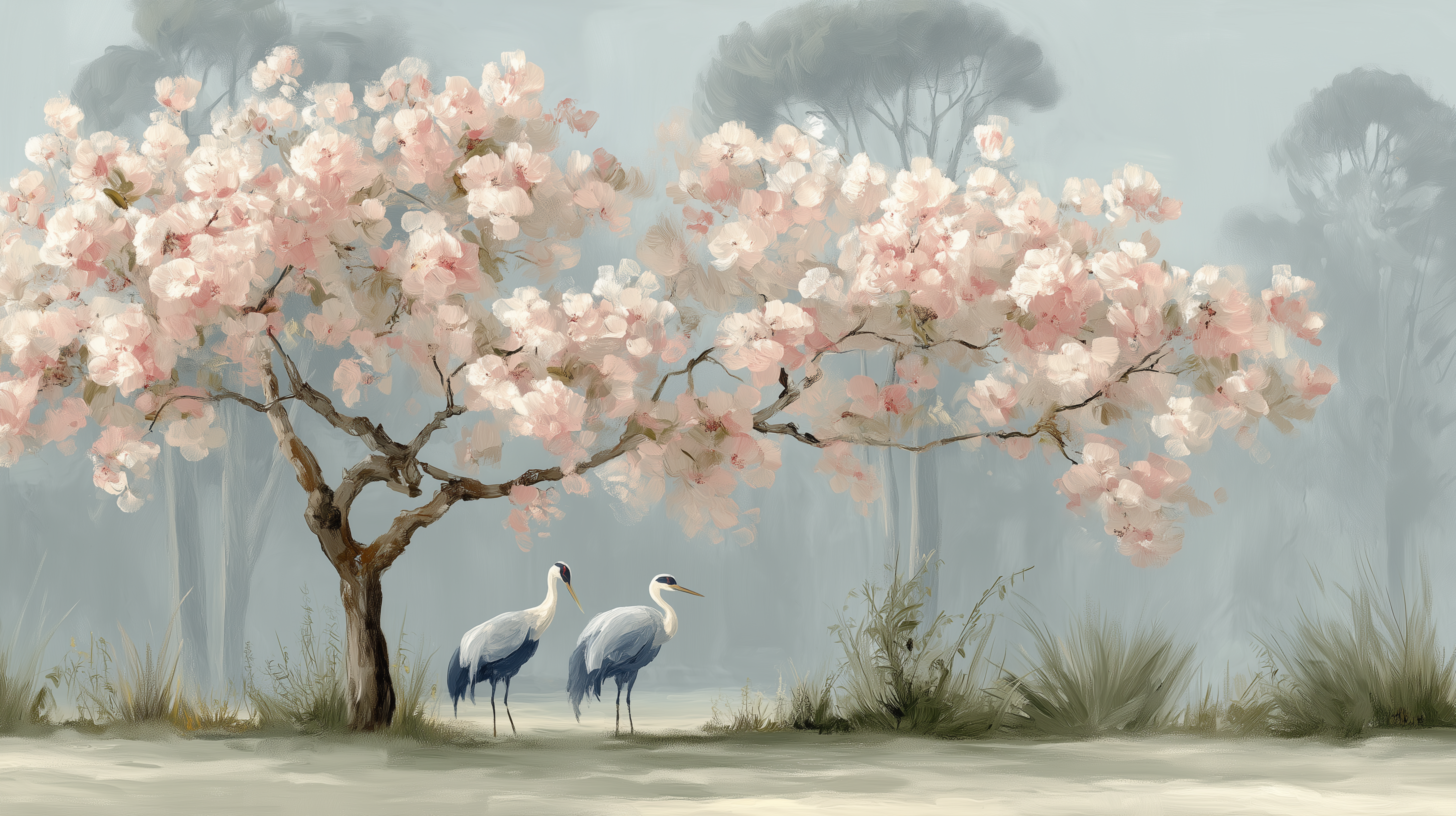 Sakura forest wall decor
Pink cherry tree peel and stick mural