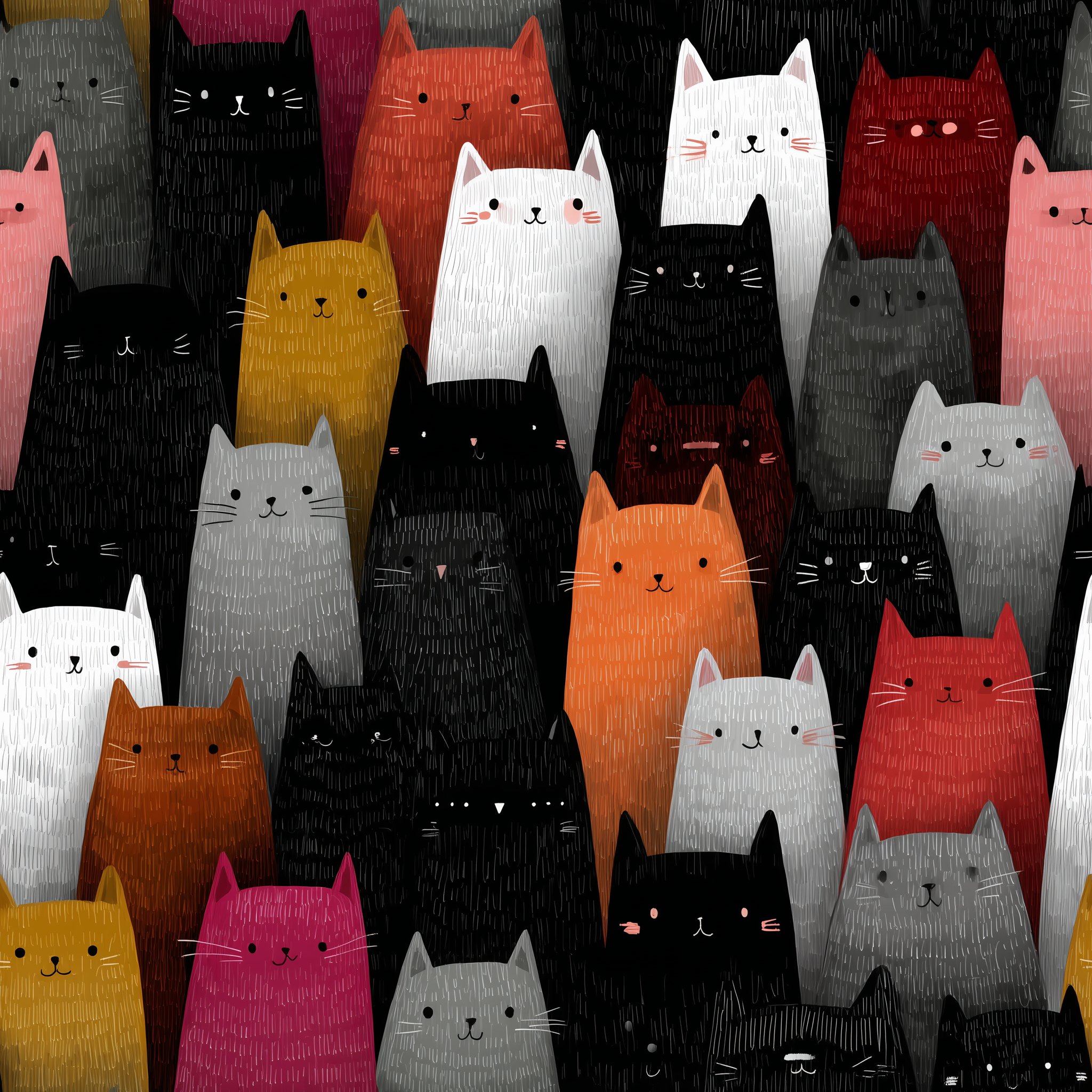 colorful cat pattern for kids room
playful animal wallpaper for nursery