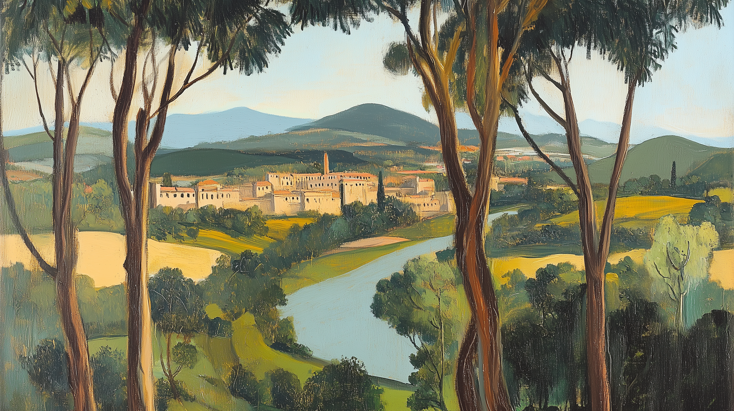 Peel-and-stick scenic wallpaper.
Removable nature-inspired wall decor.