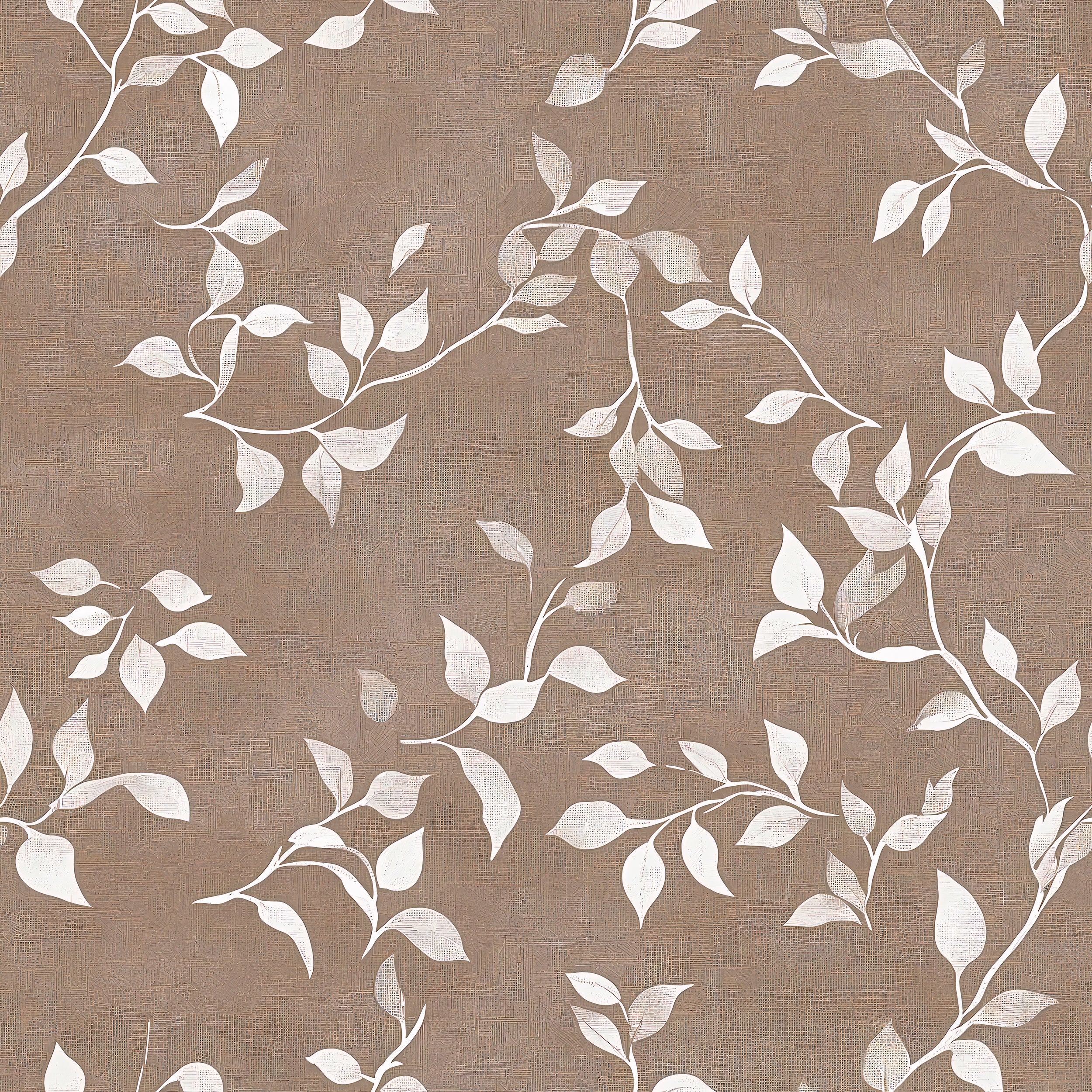 Modern leaf pattern peel-and-stick wall decor.
Subtle textured wallpaper with white foliage.