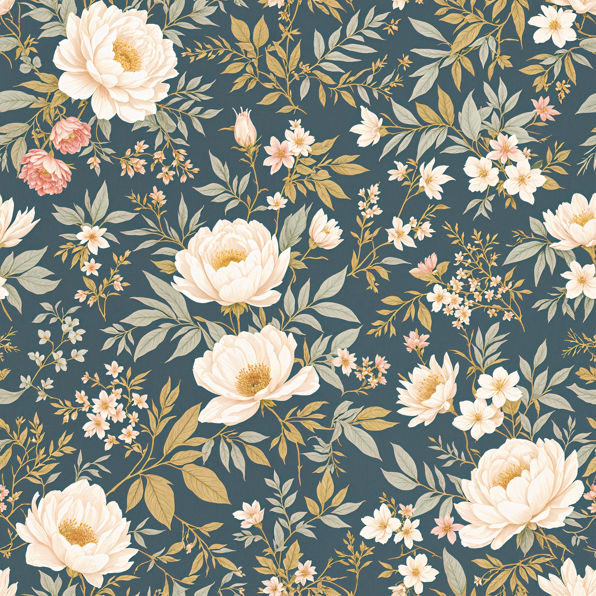 Soft floral design peel-and-stick wallpaper.
Timeless floral wallpaper for bedrooms.