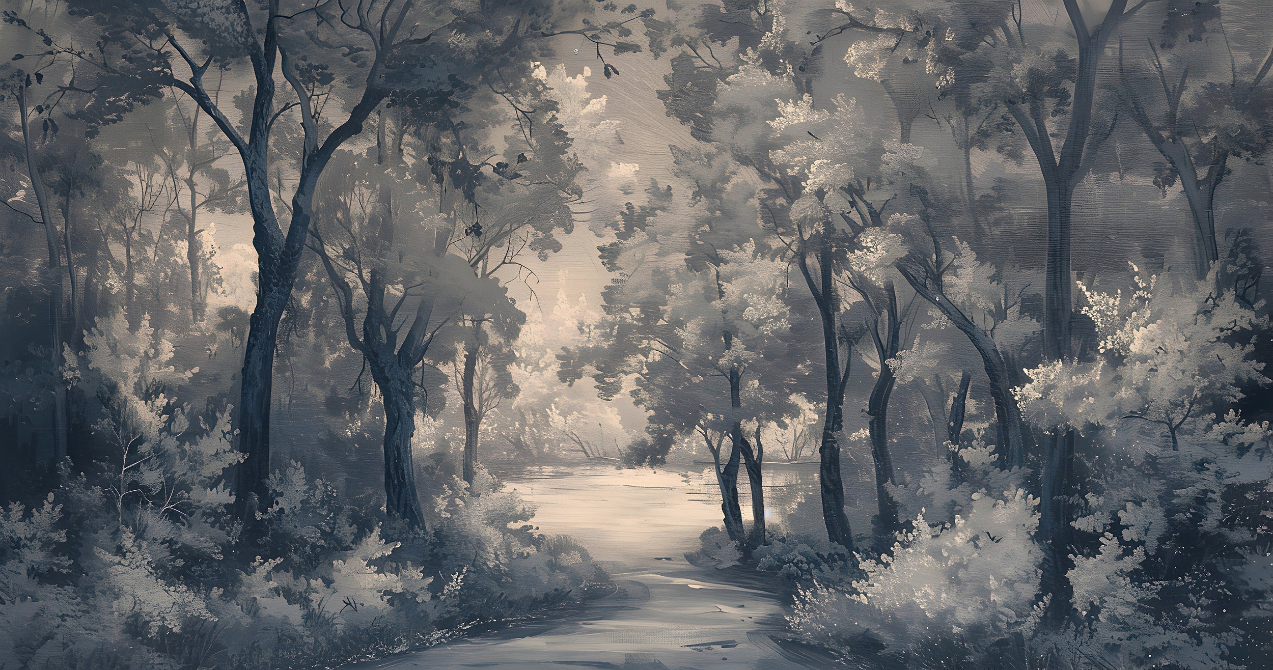 Gothic forest mural for walls Vintage black trees wallpaper