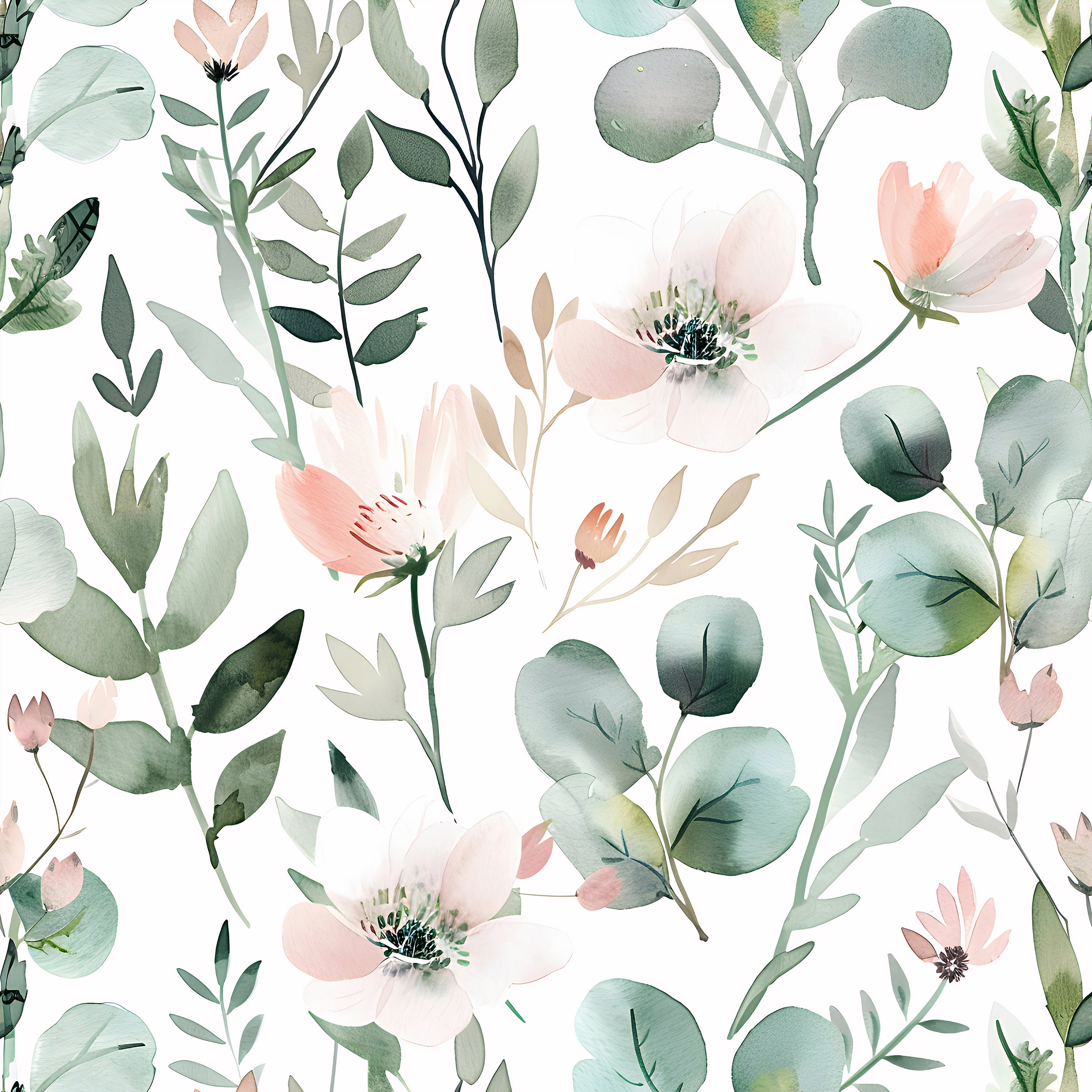 Light botanical wall decal for home decor