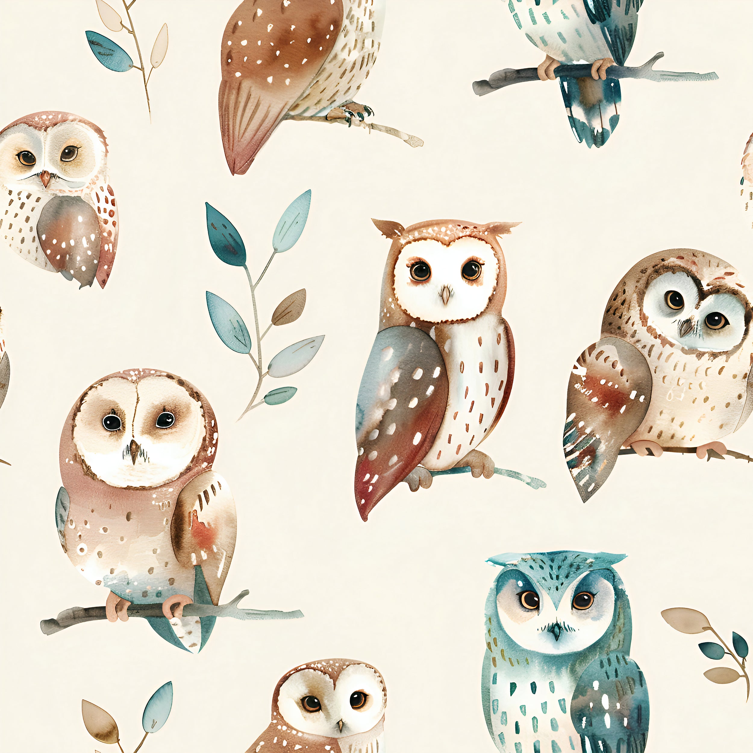 Removable PVC-free owl mural