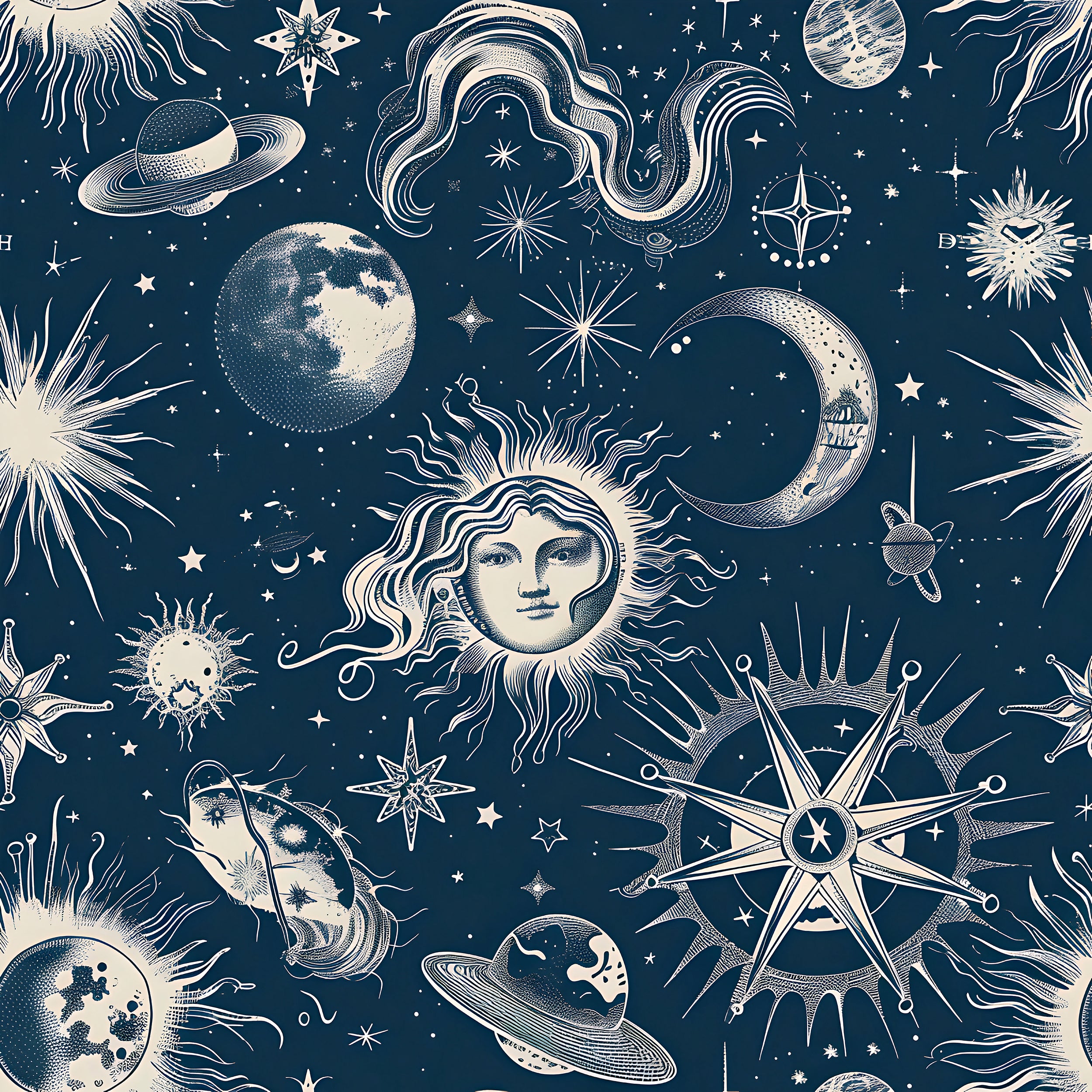 Sun moon stars wallpaper