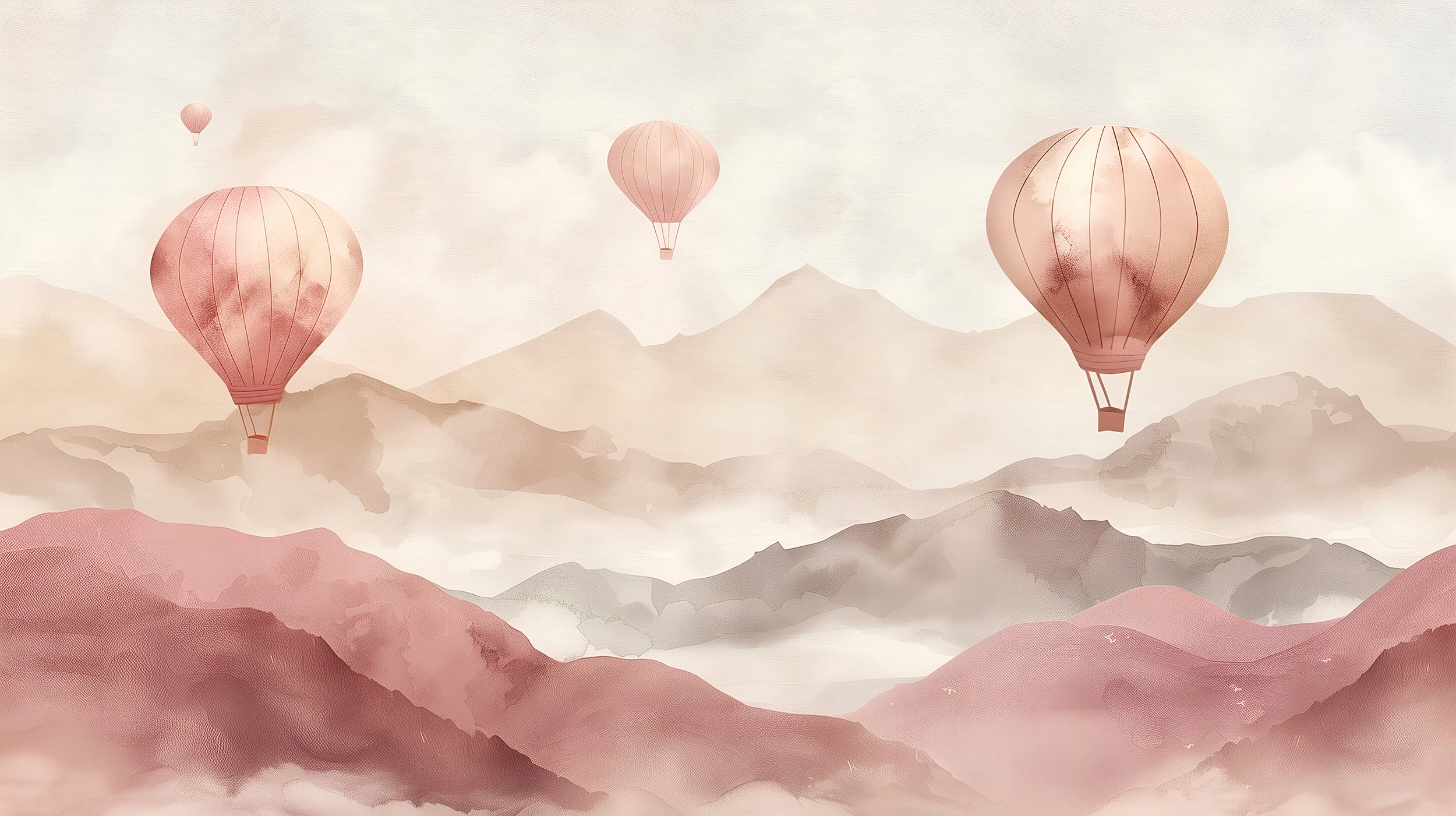 Peel and stick hot air balloons Boho kids room wallpaper
