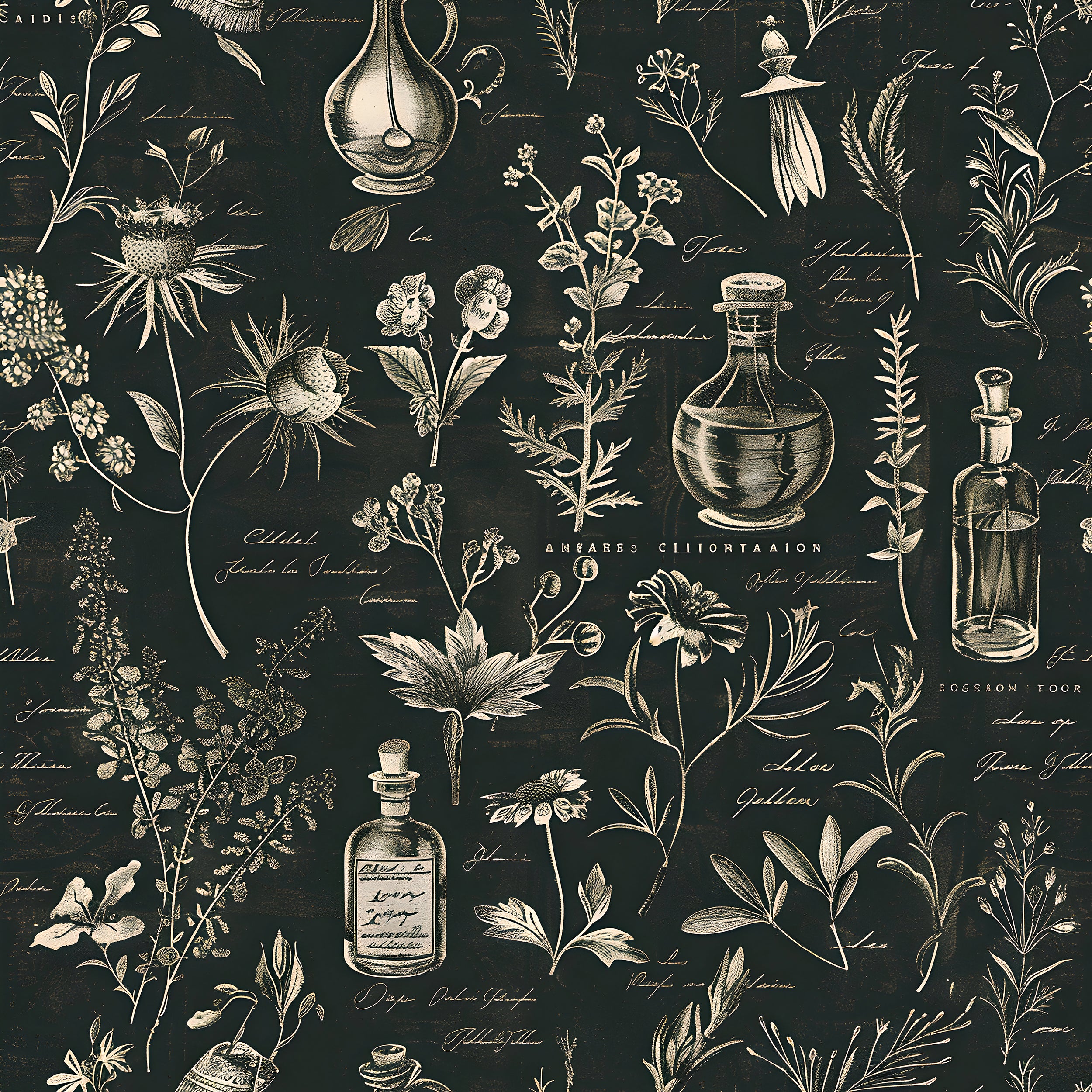 Dark green botanical wallpaper Removable dark green wallpaper