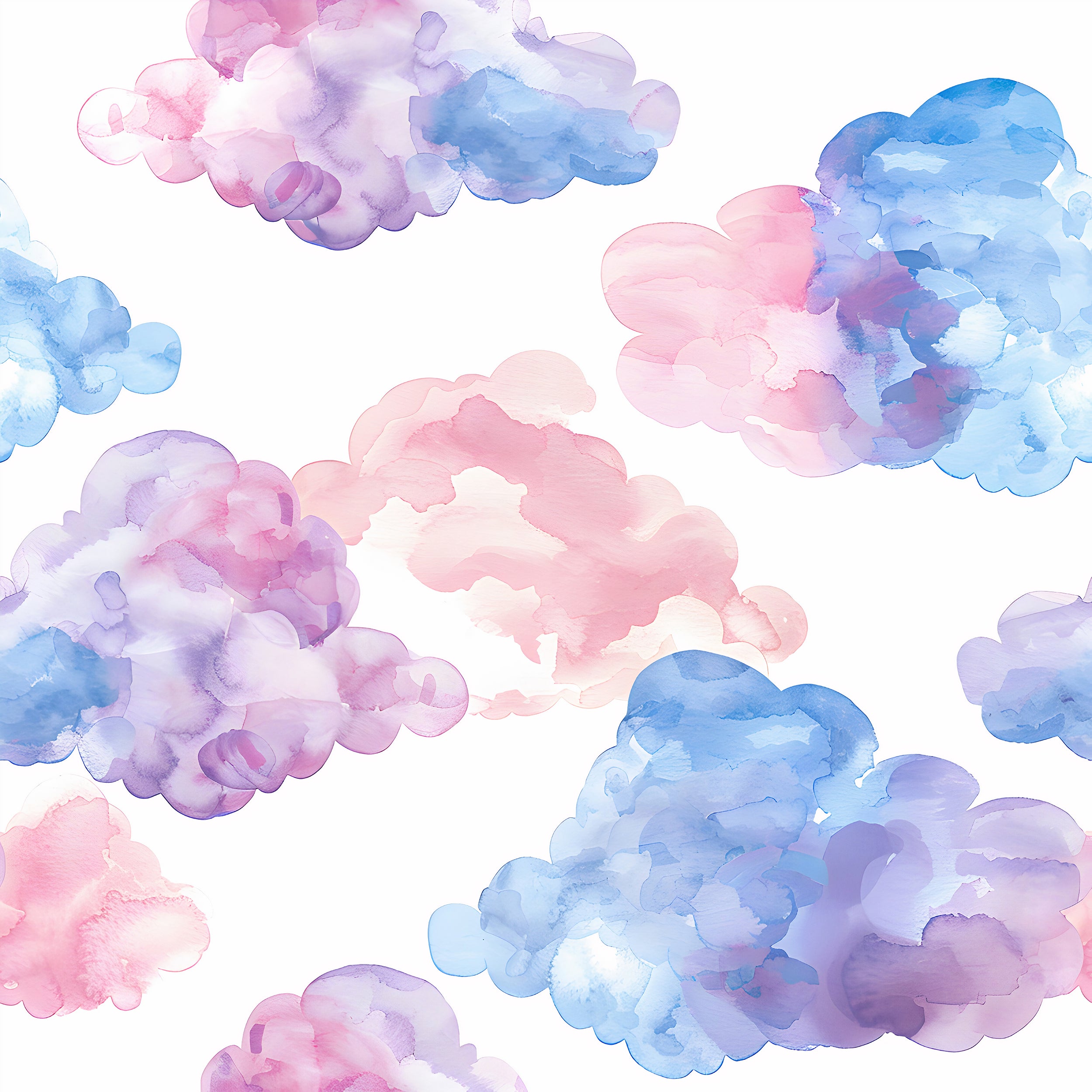 Peel and stick watercolor kids room wallpaper Removable pastel cloud pattern wallpaper