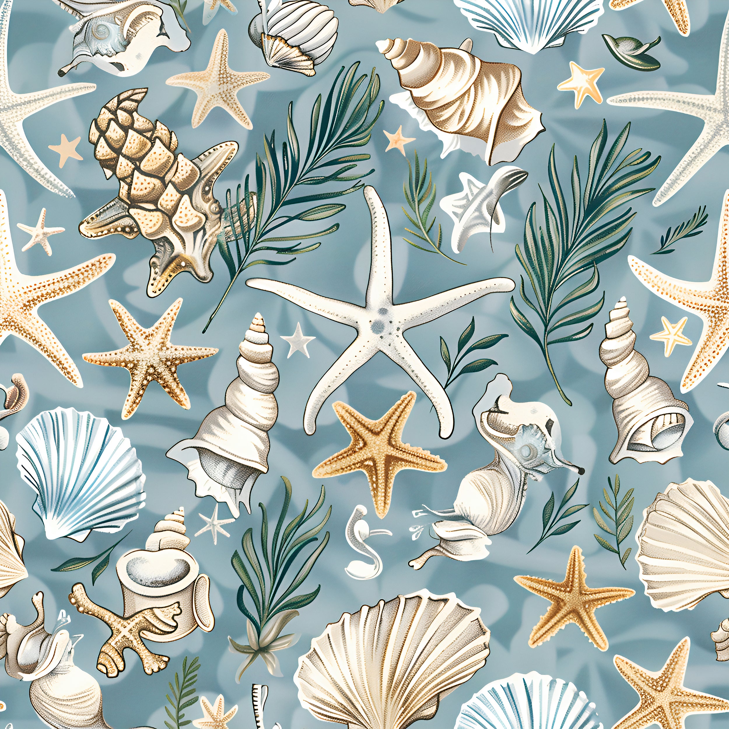 Underwater life wallpaper ocean pattern Soft blue underwater sea pattern wallpaper