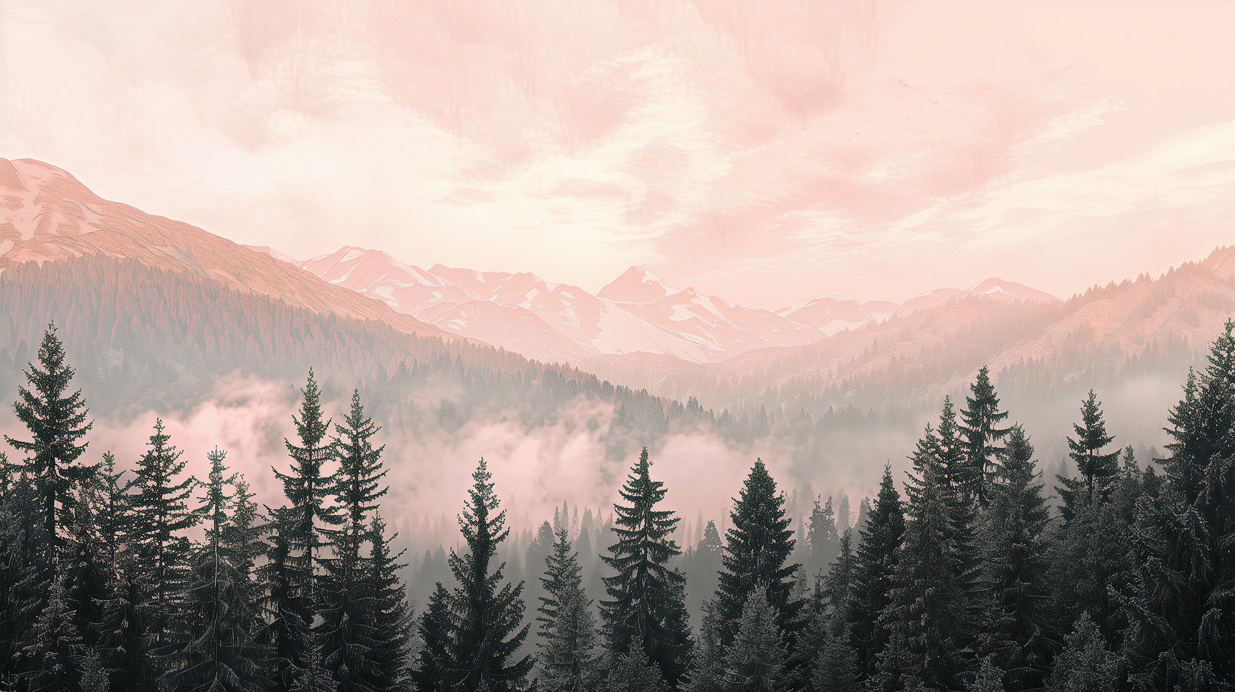 Nursery mountains mural pink Peel and stick soft pink mountain wallpaper