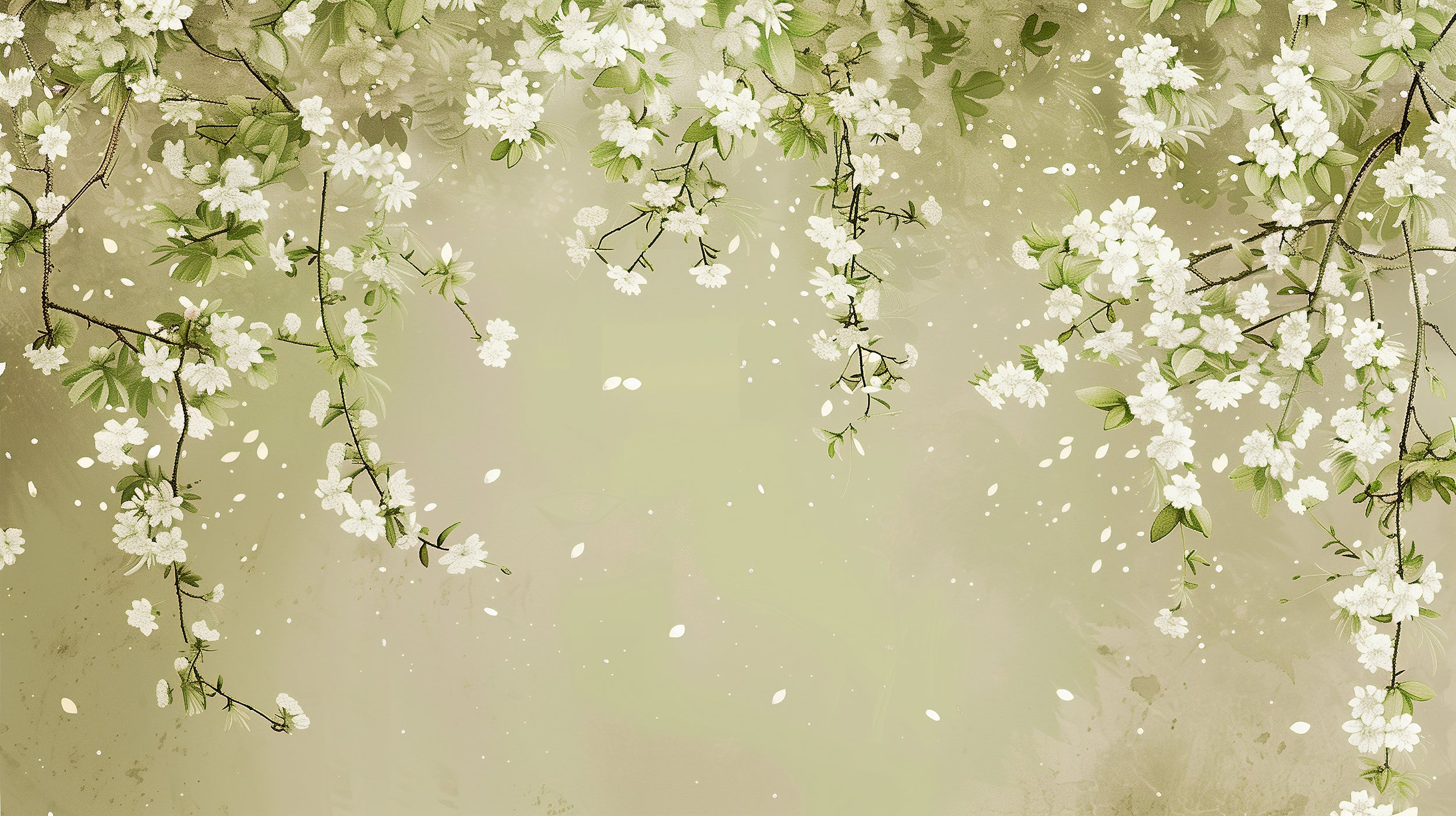 Hanging flowers wallpaper with cherry blossoms
Removable cherry blossom branches wall decor
