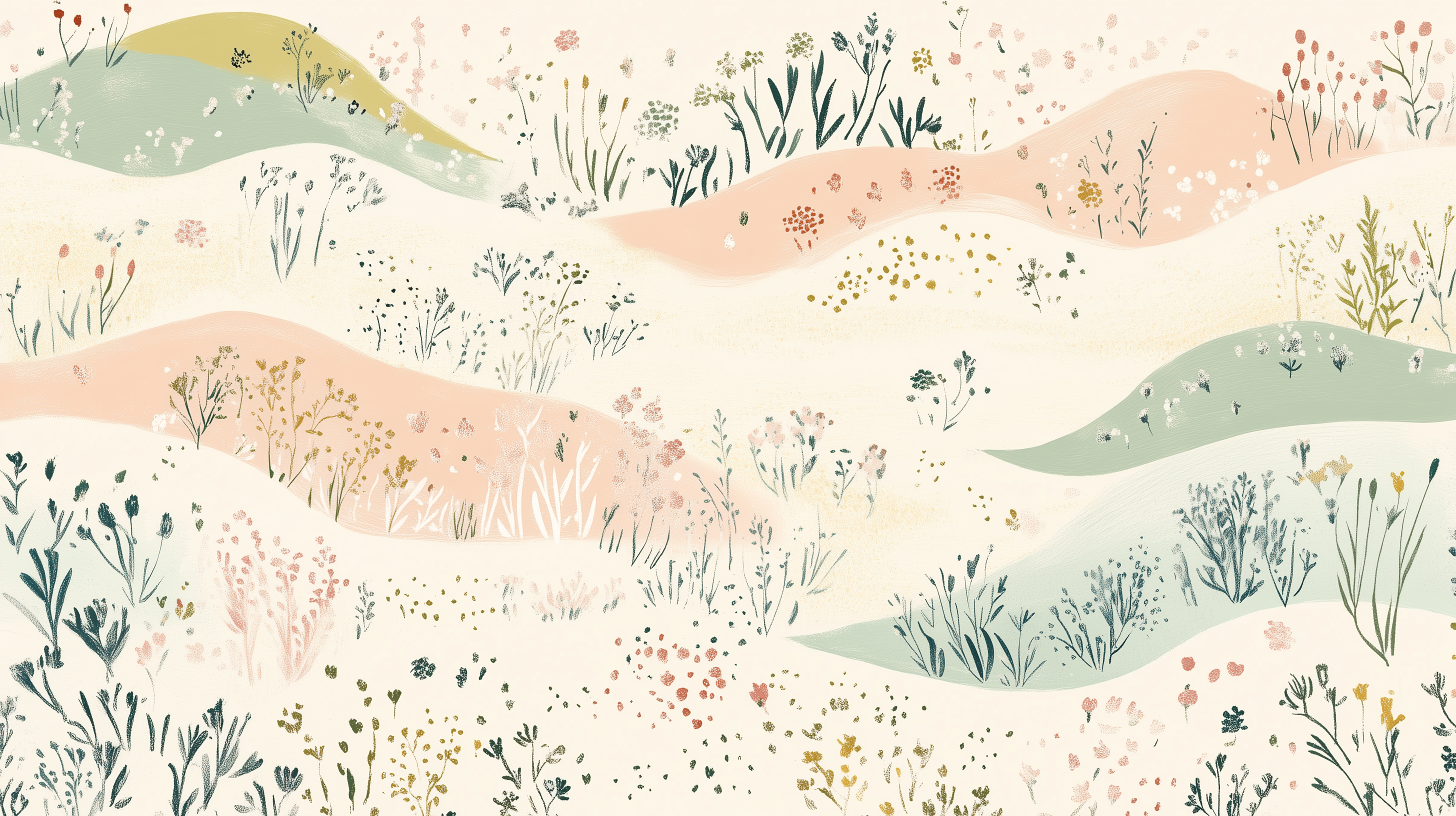 Peel-and-stick flower field wallpaper for serene decor.
Soft pastel meadow mural for calming nursery walls.