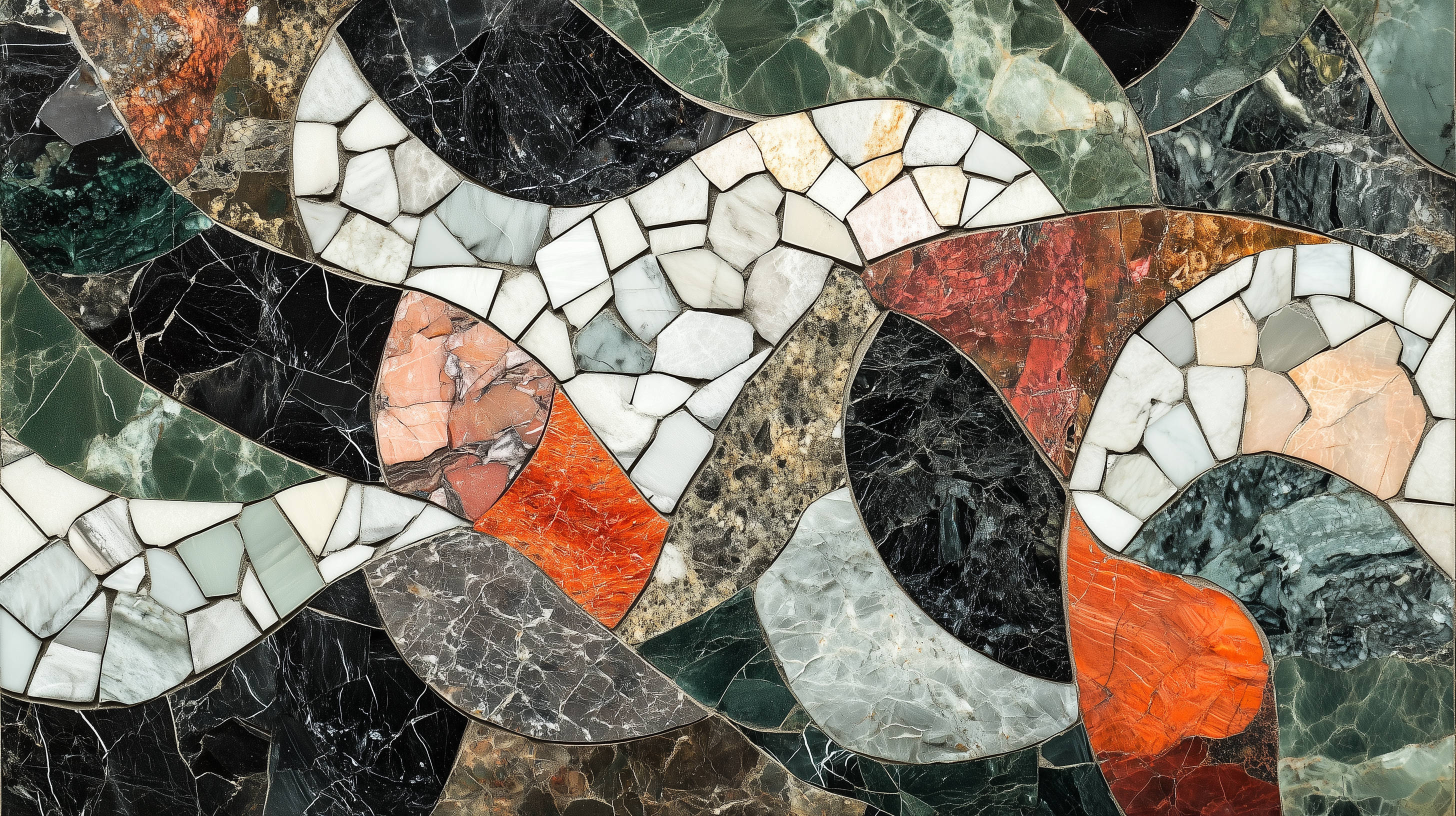 Removable mural with abstract marble tile designs.
Artistic mosaic mural for contemporary wall decor.