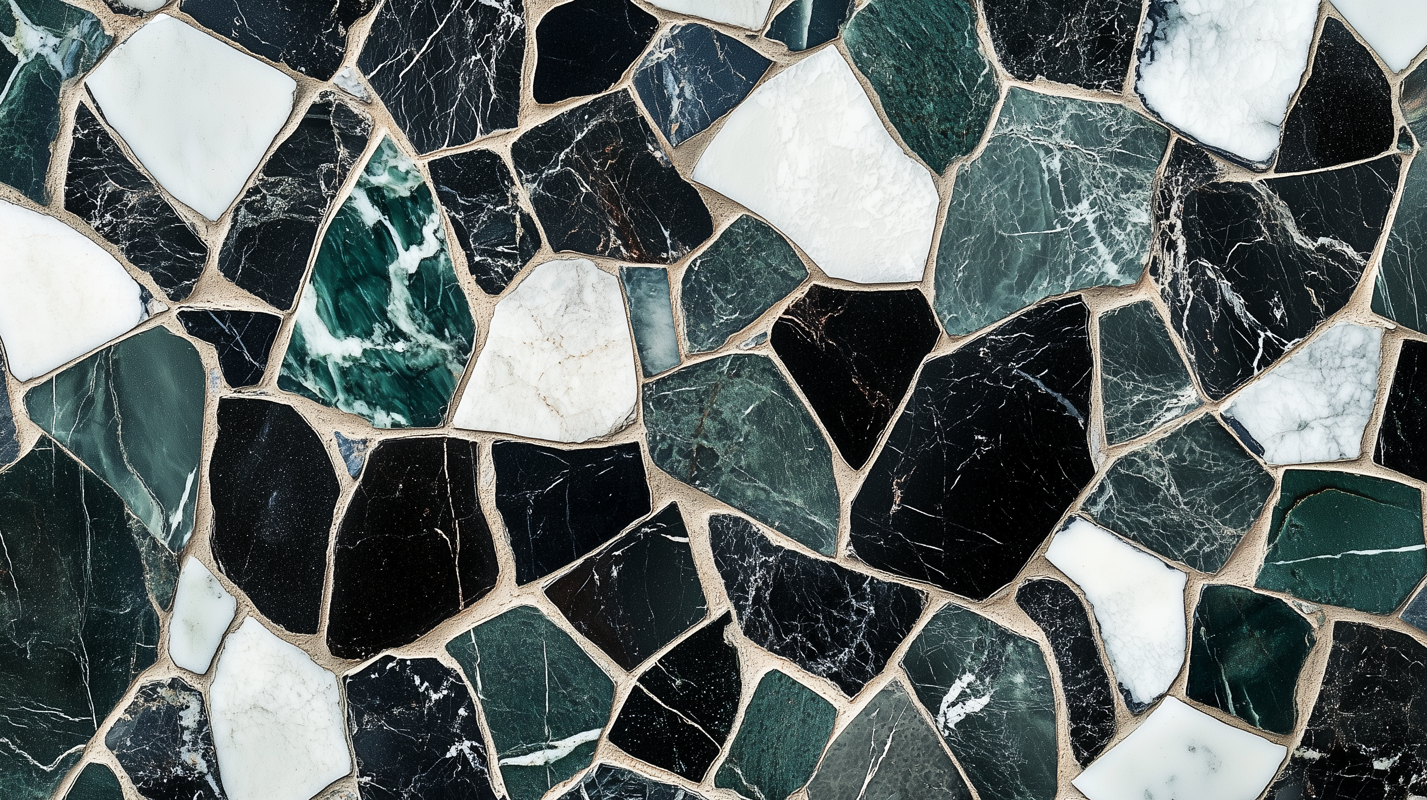 Mural de azulejos de mármol verde, negro y blanco, papel tapiz de mosaico de piedra de lujo para pared de acento, arte de mármol autoadhesivo para baño.