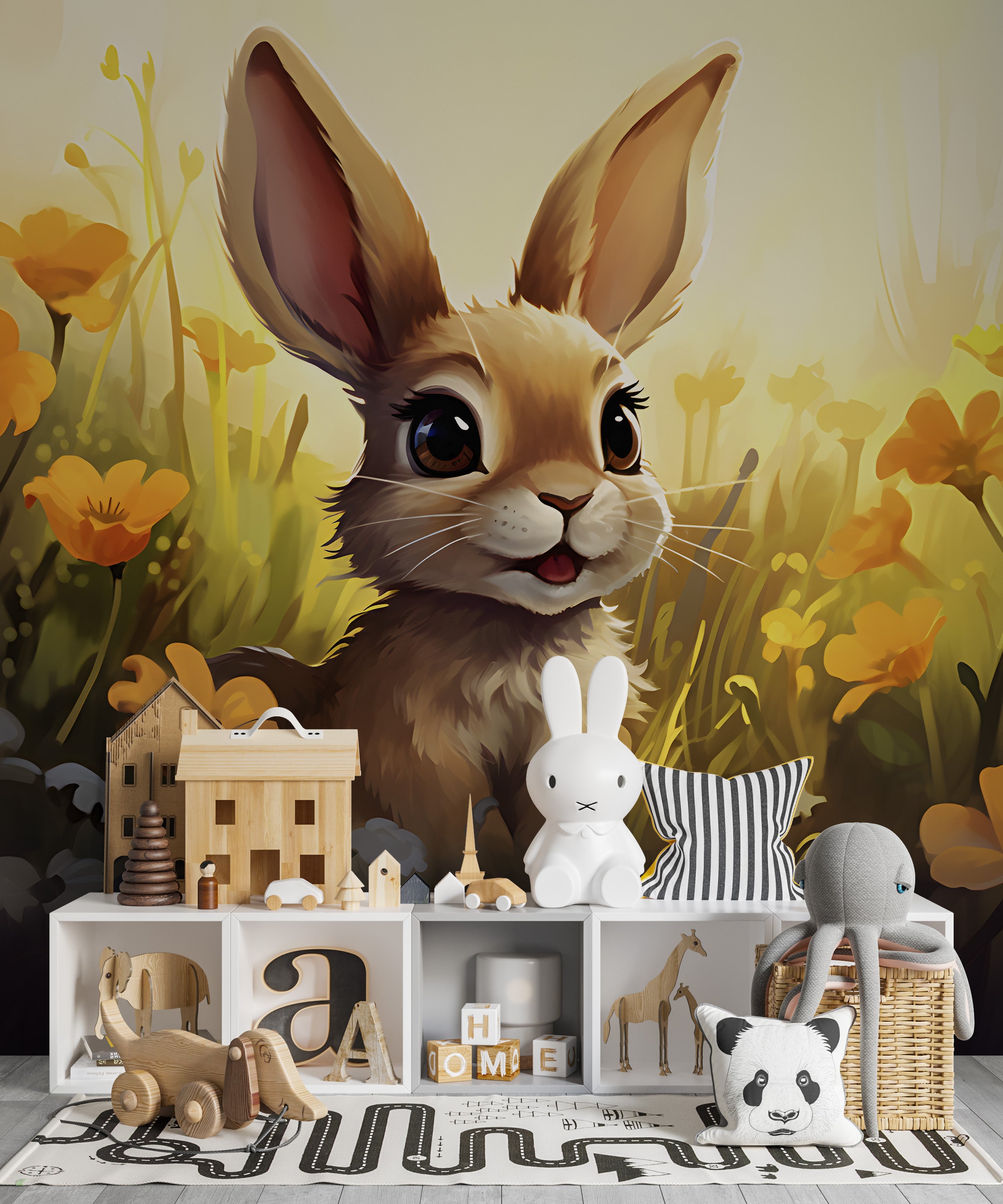 Bunny in Flower Field Wall Decor