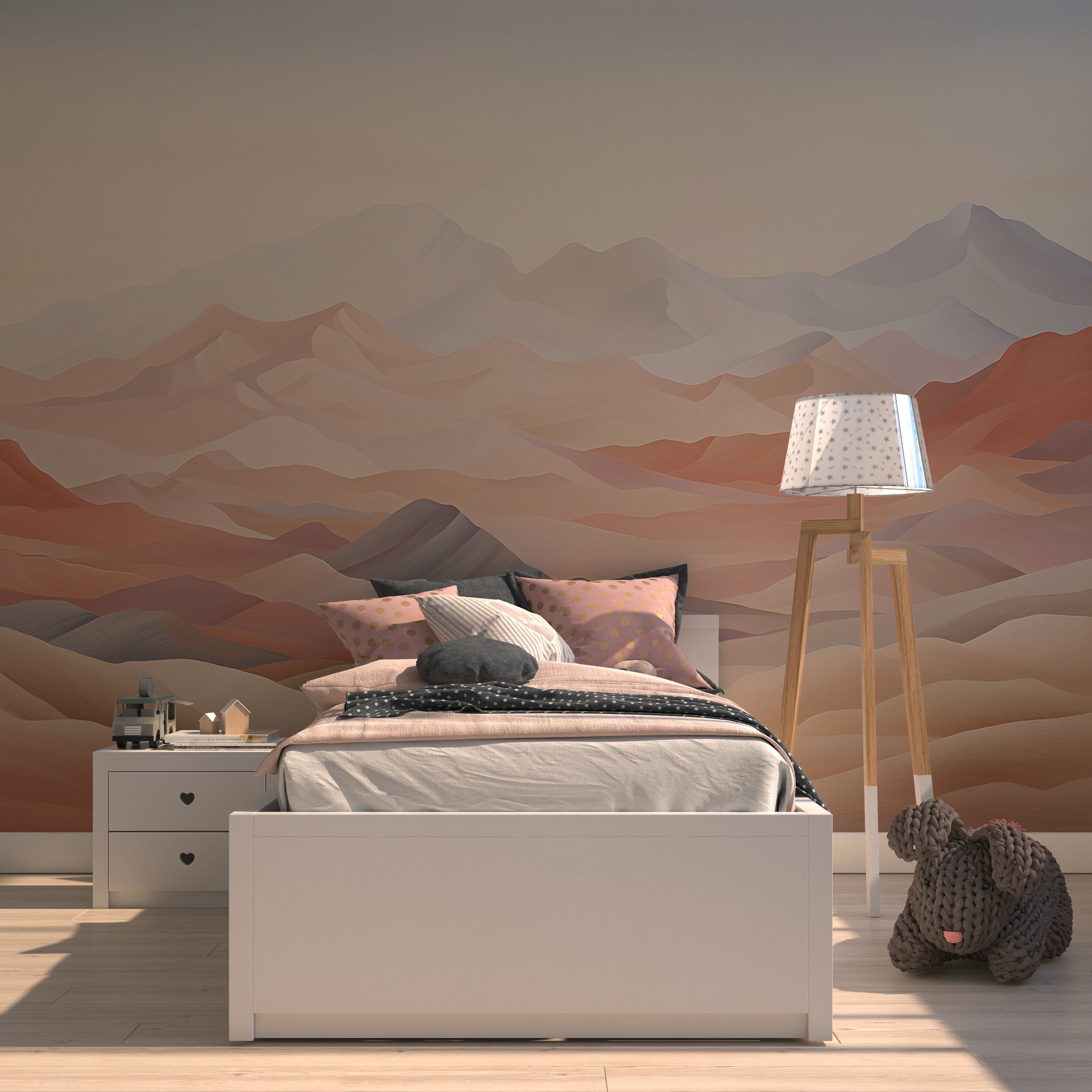 Pink Mountains Self-Adhesive Nursery Decal