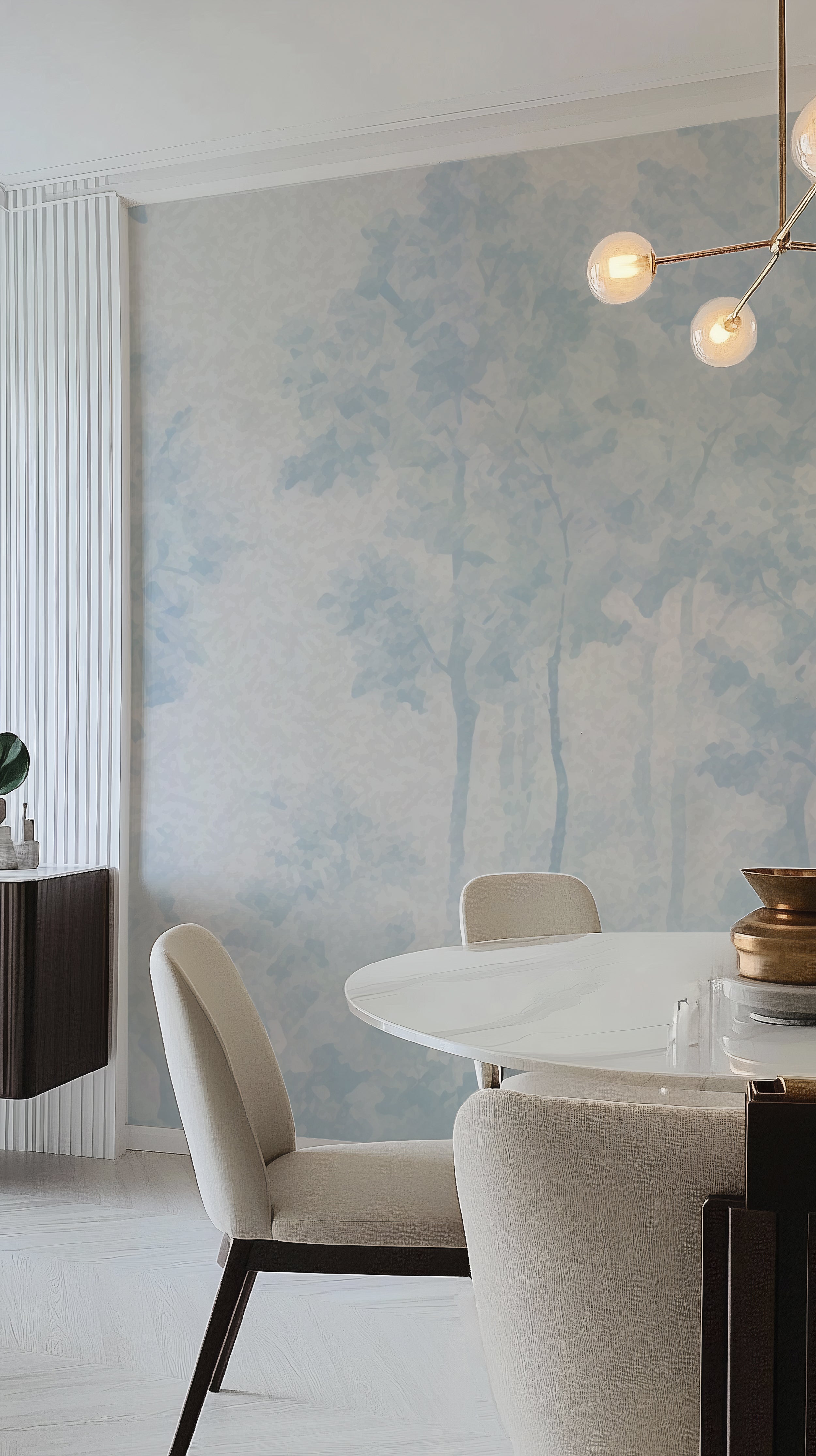 White background nature wallpaper
Elegant blue tree landscape mural
