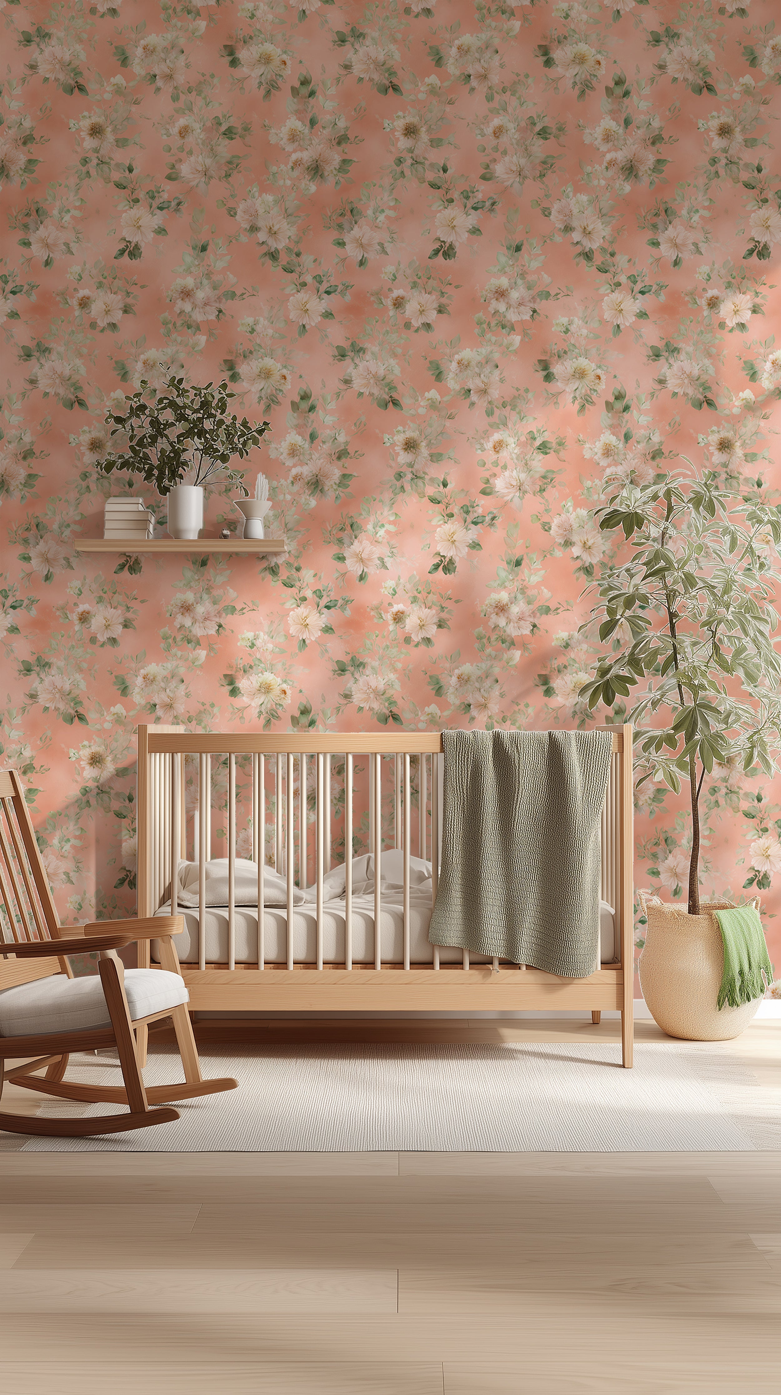 Peach floral wallpaper with white flowers
Watercolor botanical bouquet wallpaper