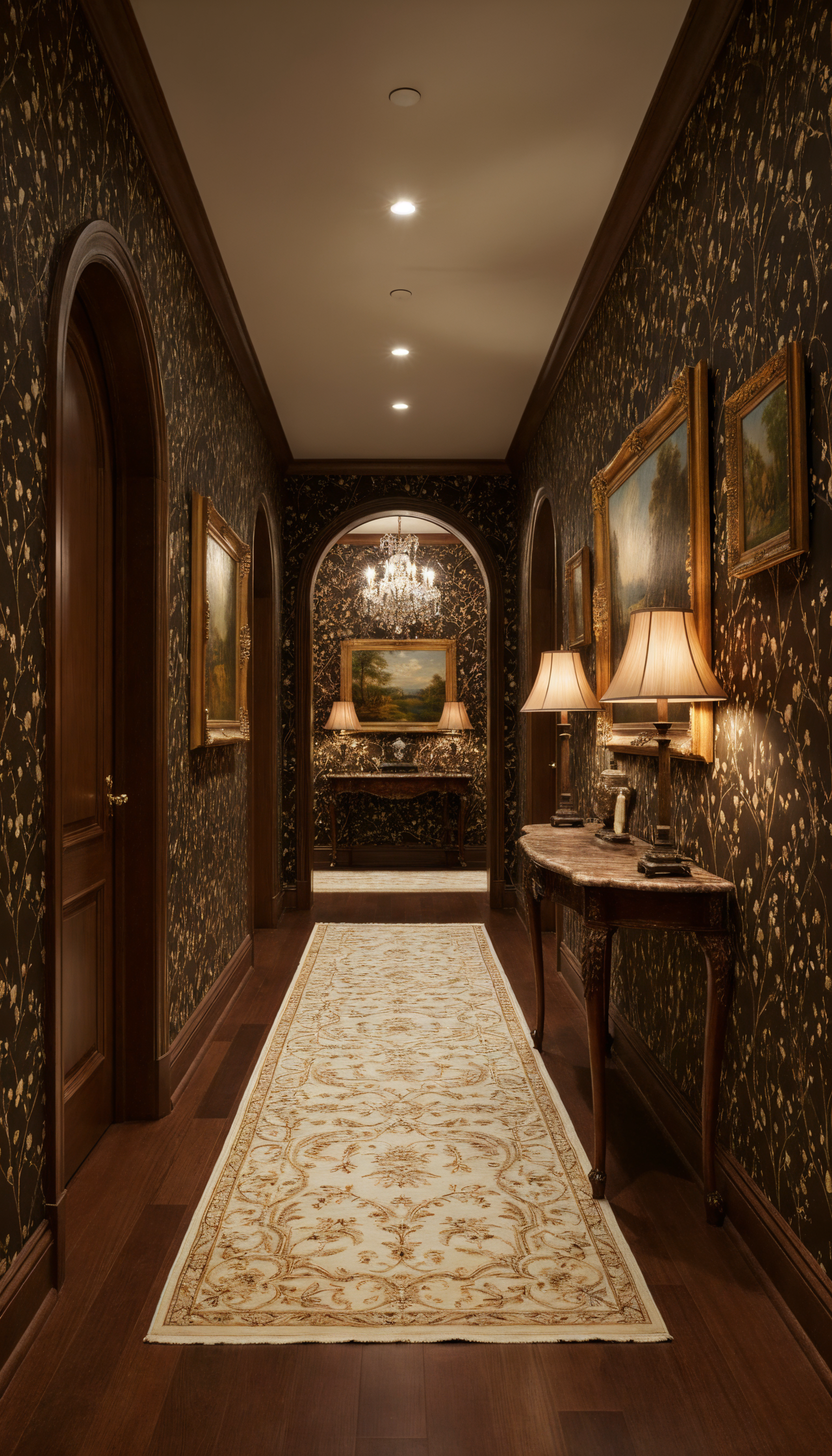 Dark floral wallpaper with golden flowers
Golden blossom wallpaper on black background