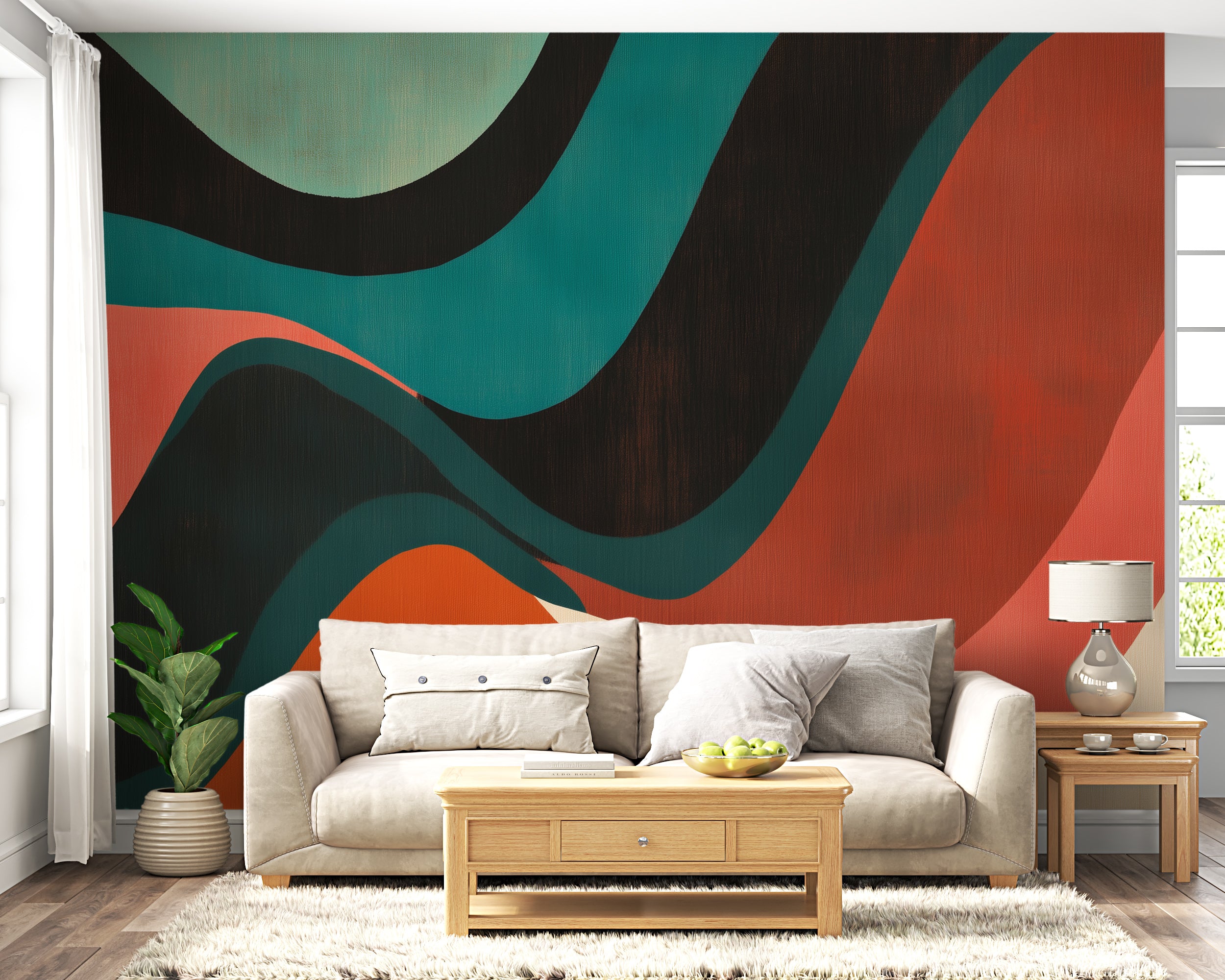 Peel-and-stick modern art wall decor.
Statement geometric mural for interiors.