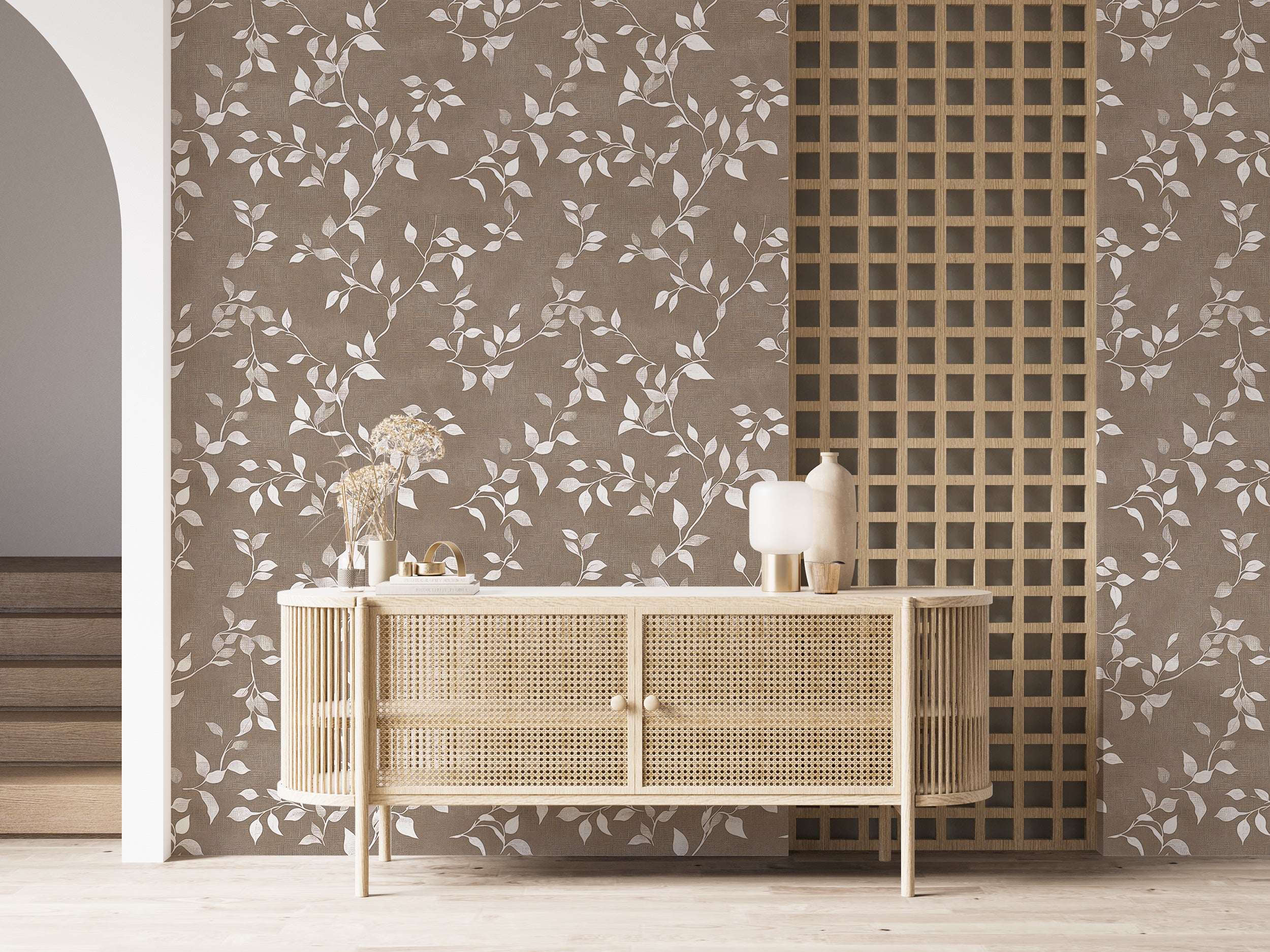 Modern and simple botanical wall art.
Elegant minimalist wallpaper with leaves.