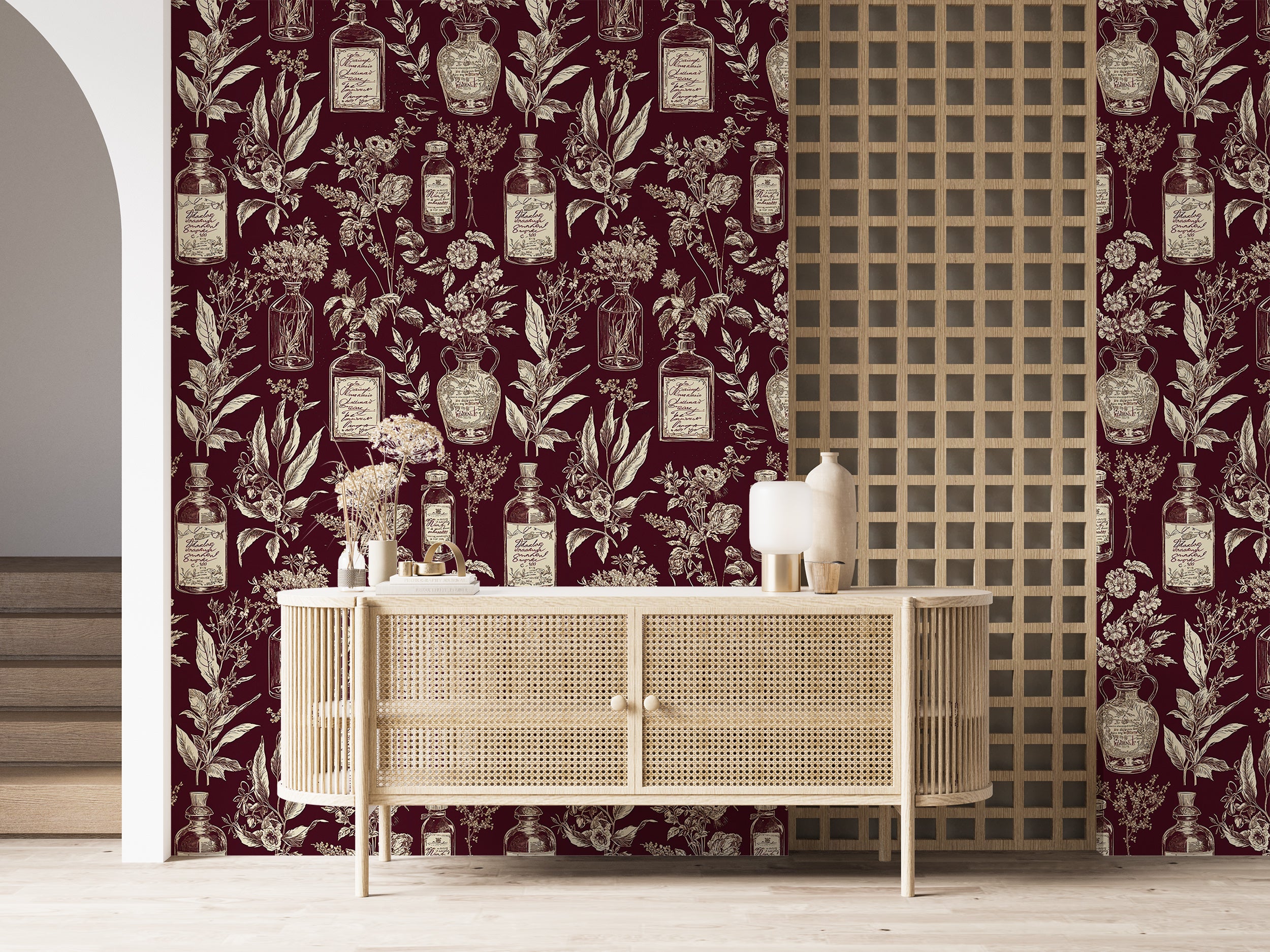 Dark alchemy-themed mural.
Alchemical wall covering for home decor.