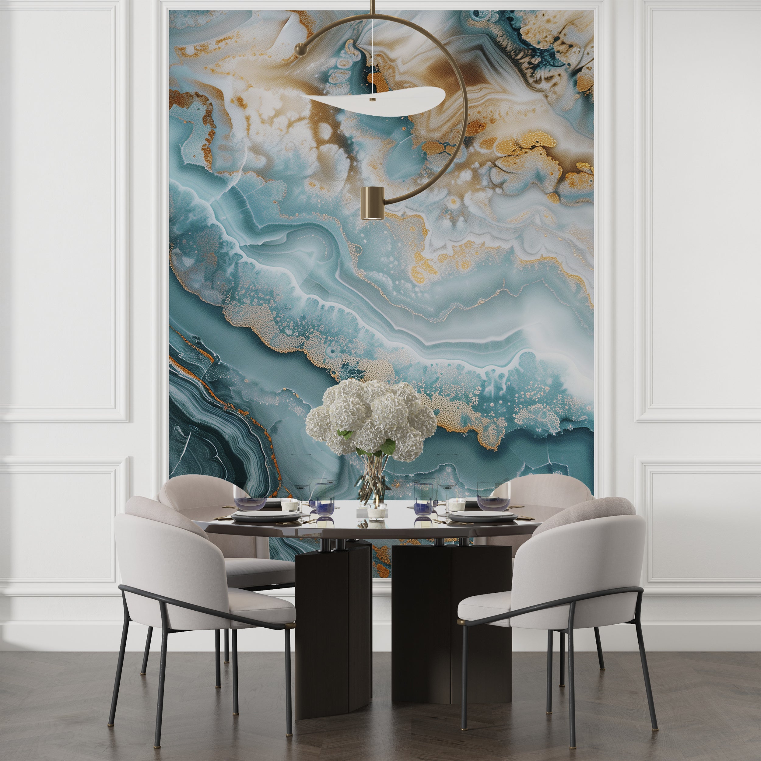 Alcohol ink wall decor Mint blue marble accent wall