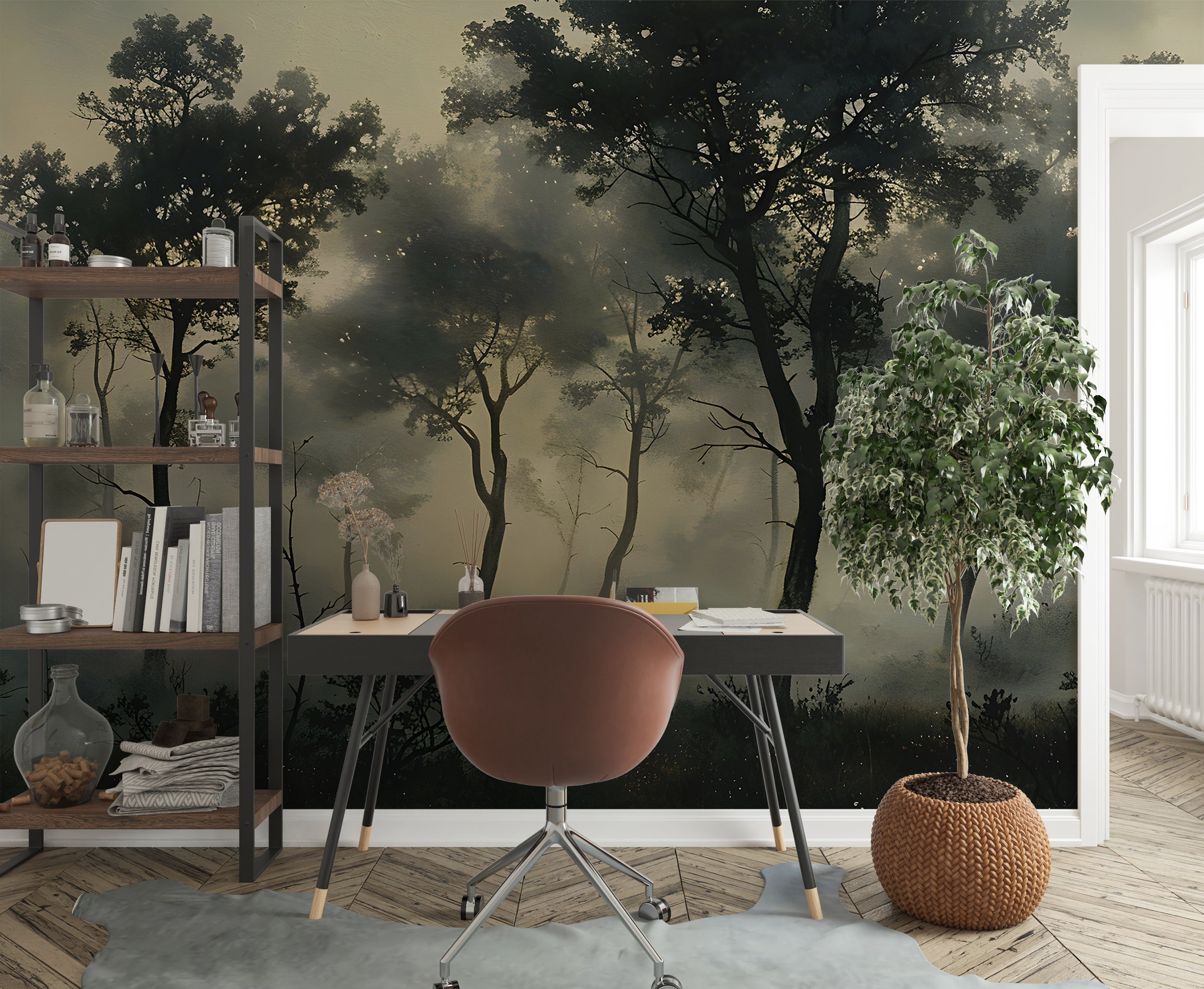 Classic dark tree landscape decal