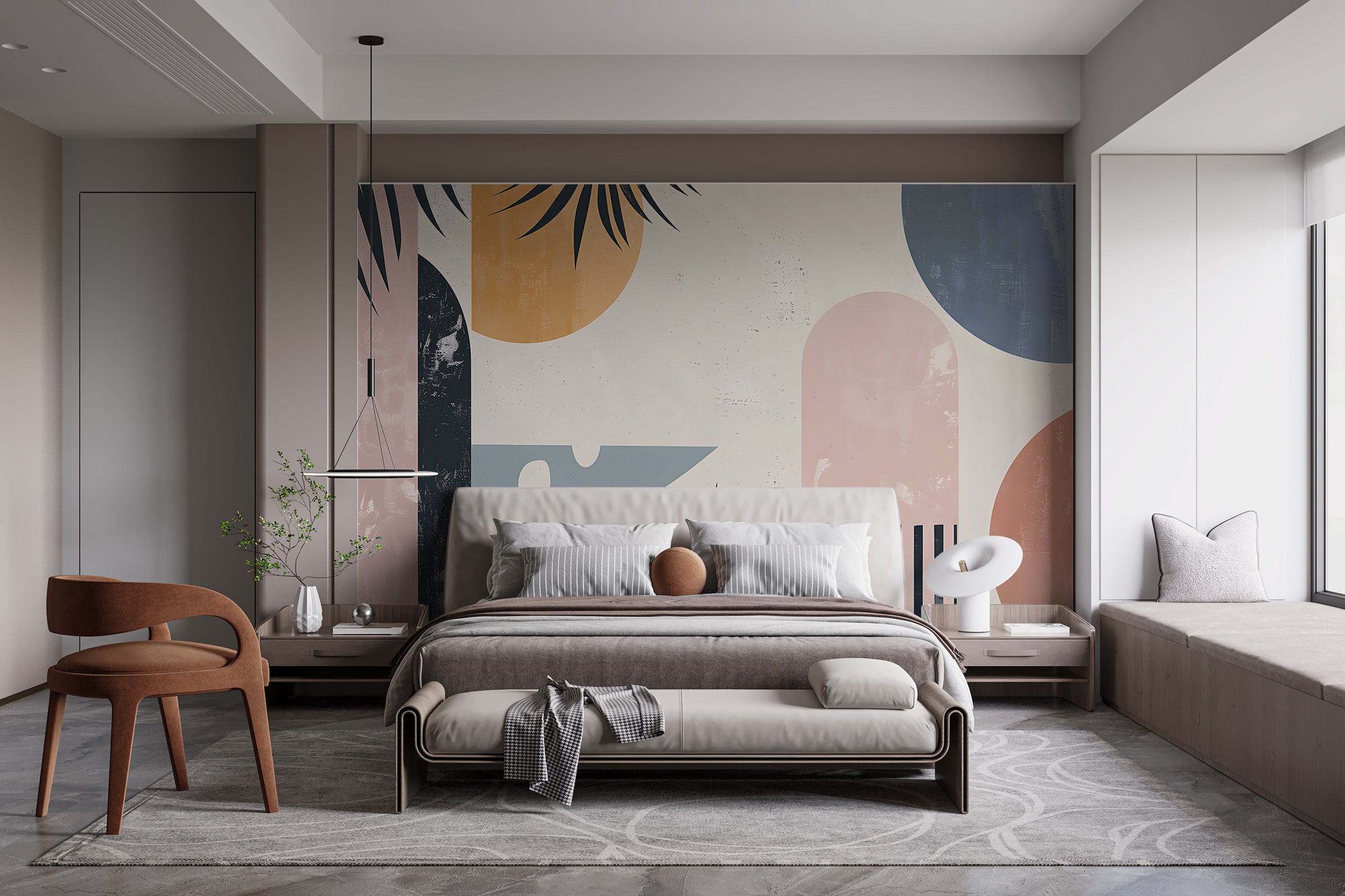 Contemporary Geometrical Design for Accent Walls Soft Colors Geometric Pattern Wallpaper