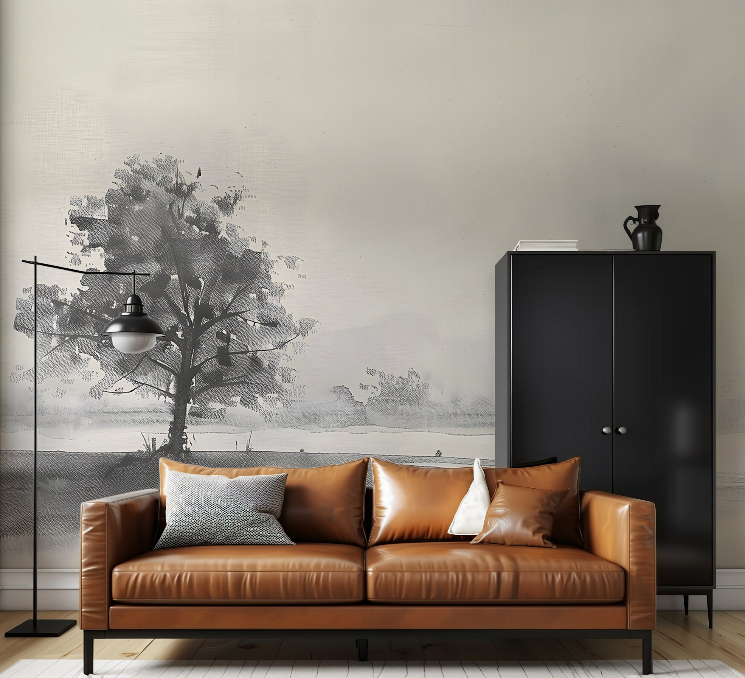 Black and white tree wall decor