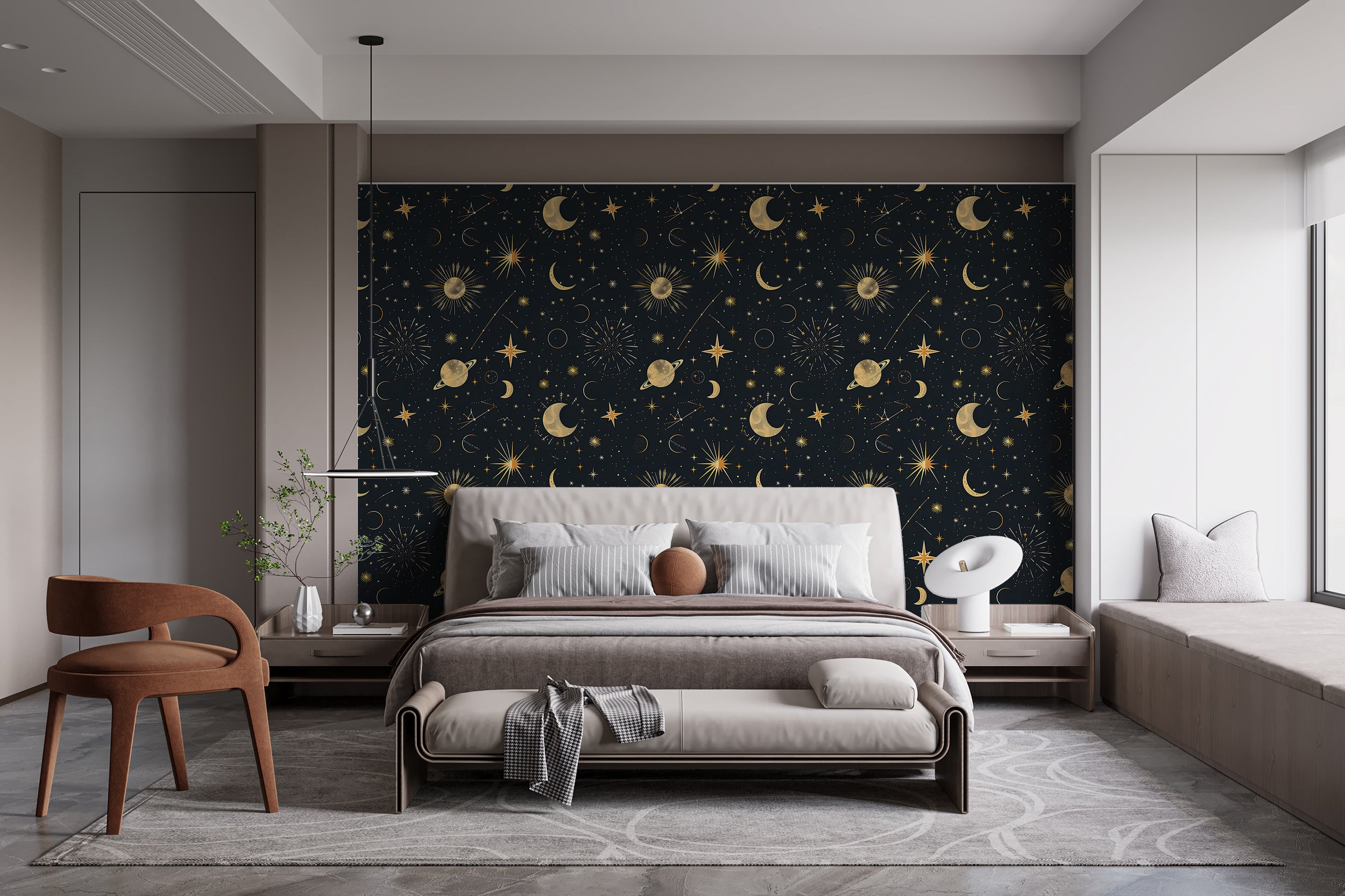 Peel and stick stars wallpaper Removable space mural