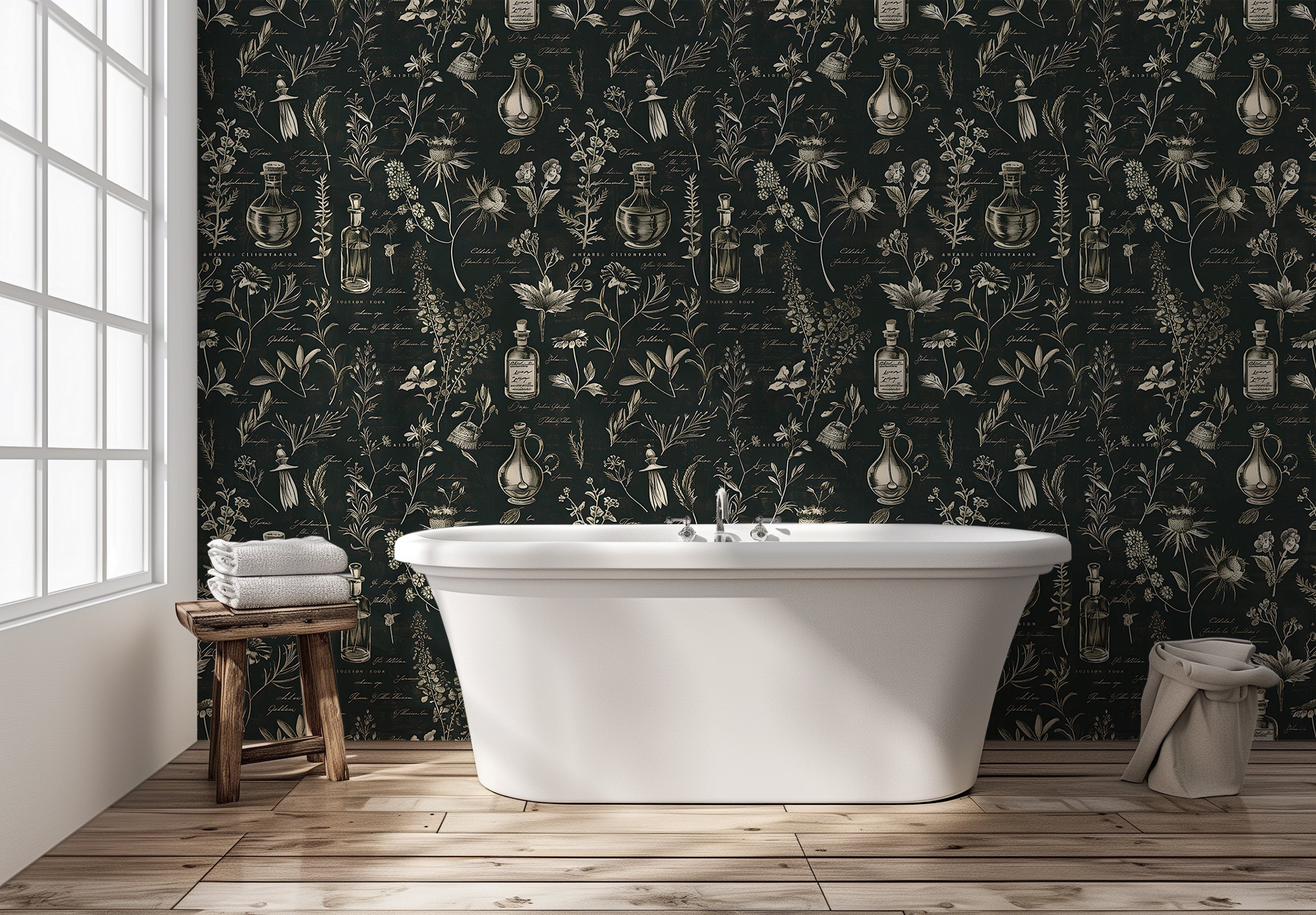 Peel and stick herbal wall art Vintage medical symbols wallpaper