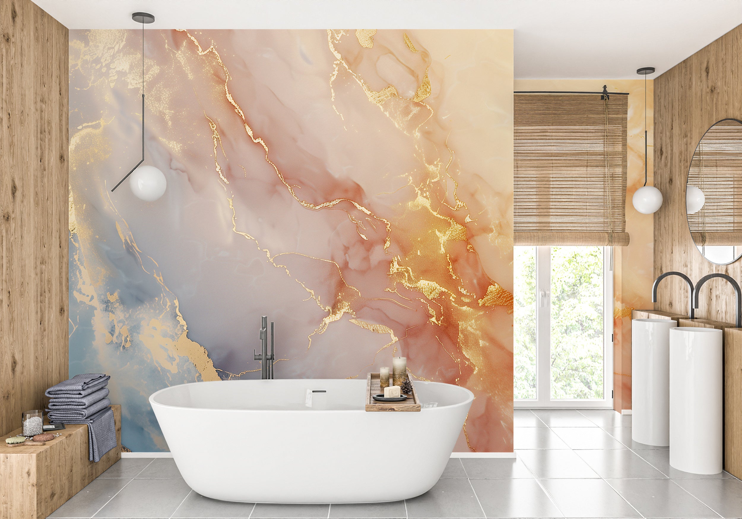 Removable abstract marble wallpaper Contemporary marble effect mural