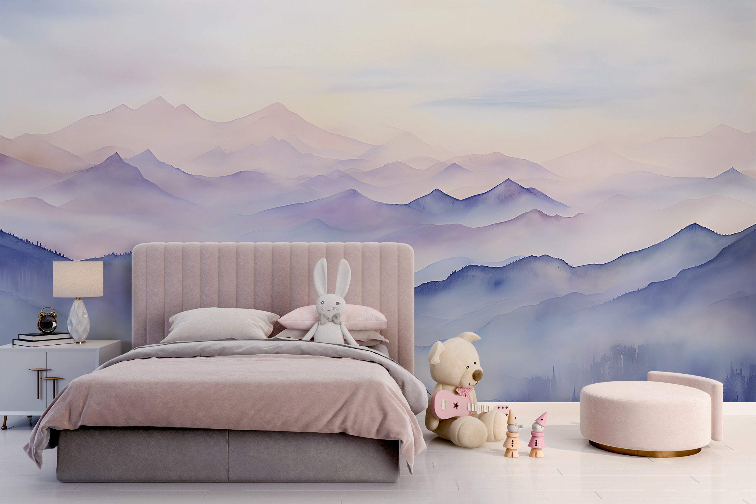 Mountain Peaks in Watercolor Wall Art
