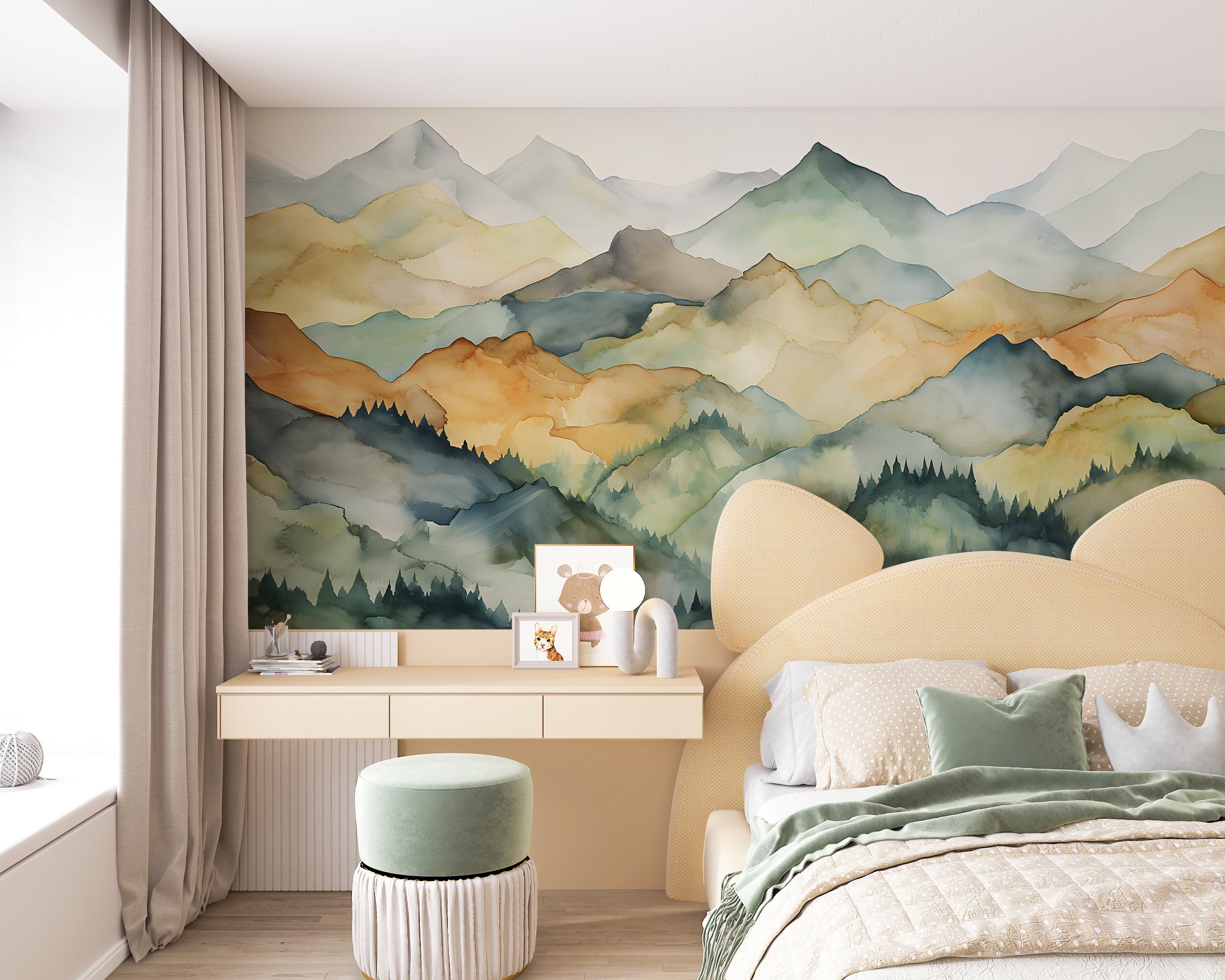 Serene Forest and Mountains Wall Decoration