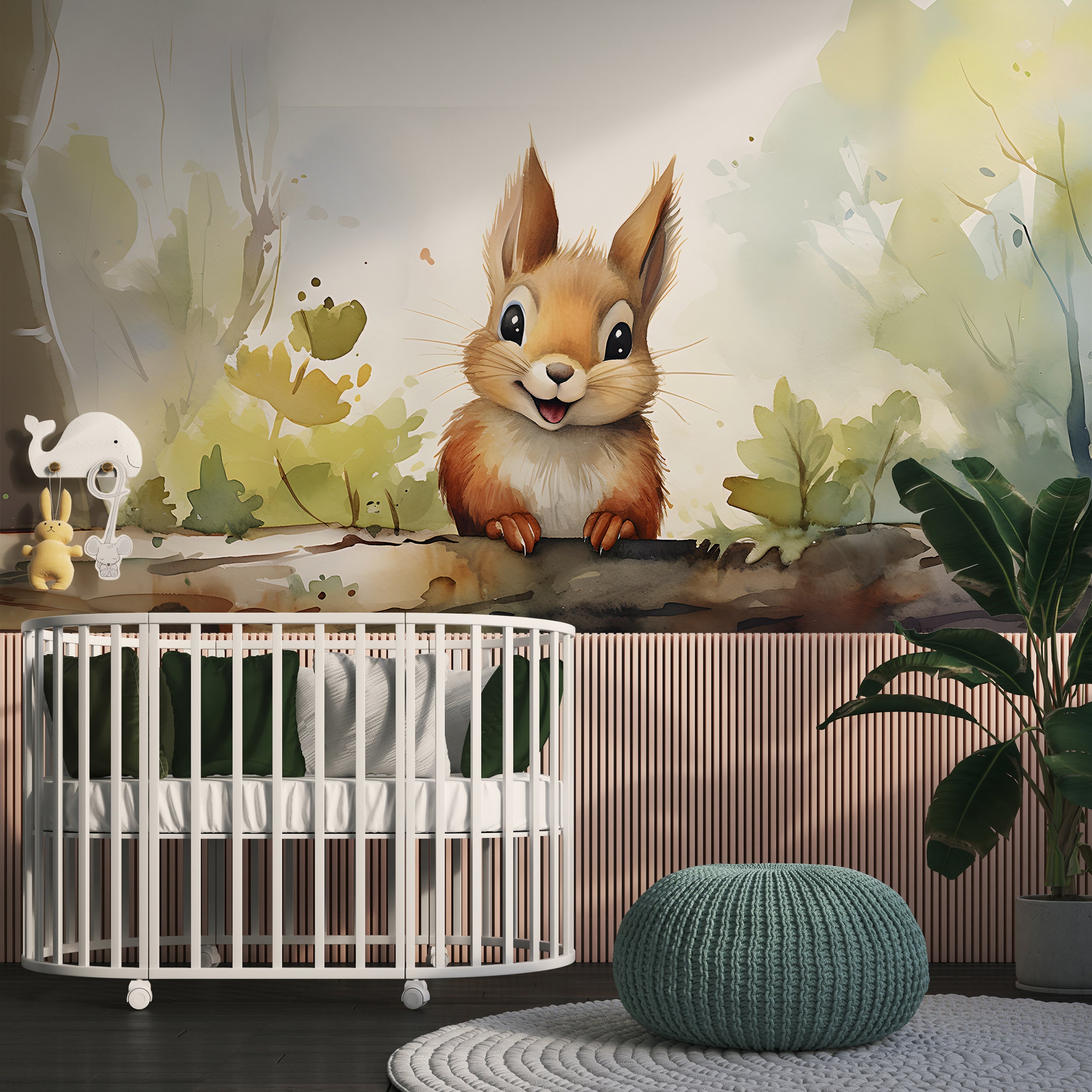 Playful Watercolor Forest Mural Alt Wallpaper