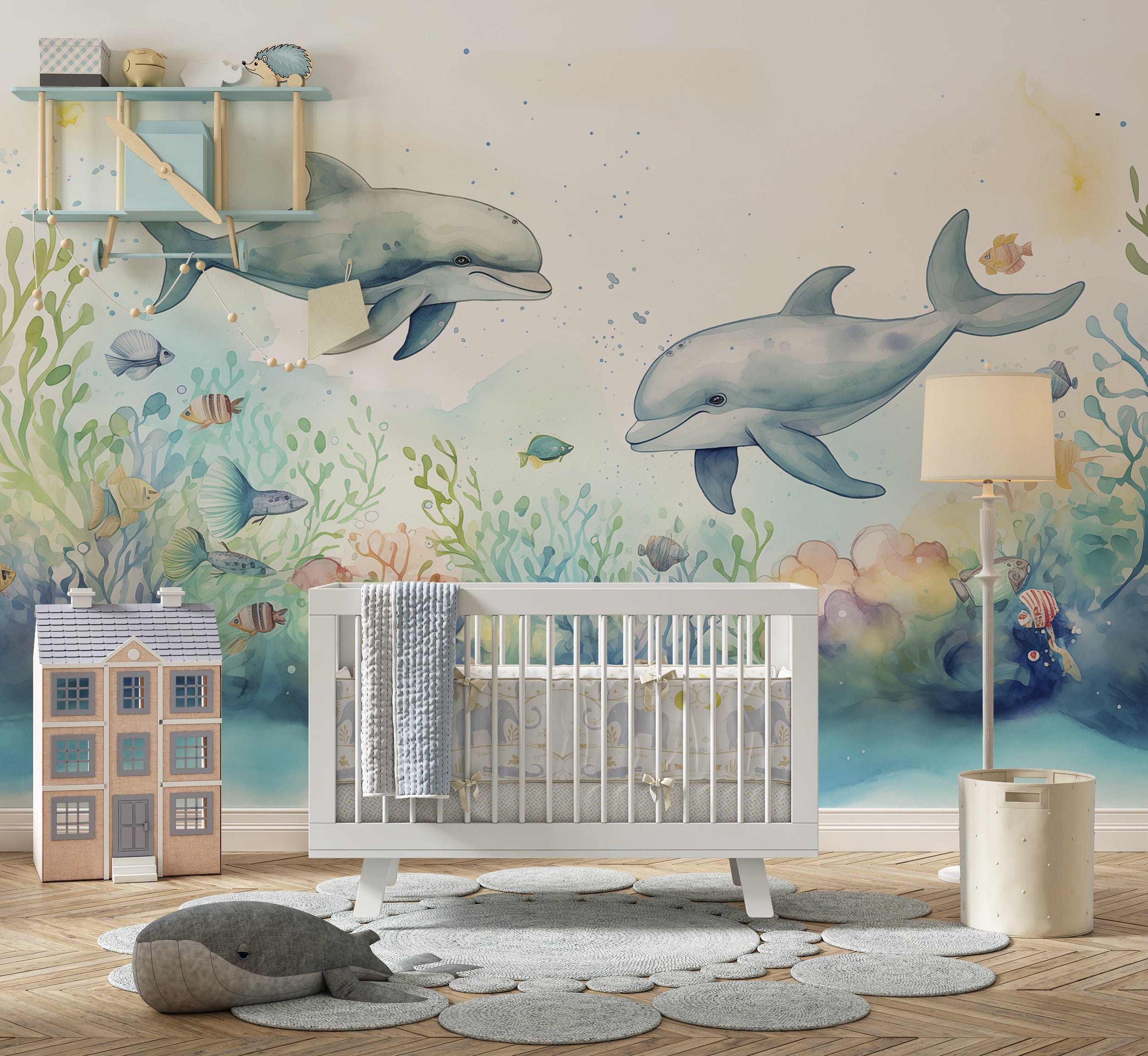 Cute Dolphins Peel and Stick Wallpaper