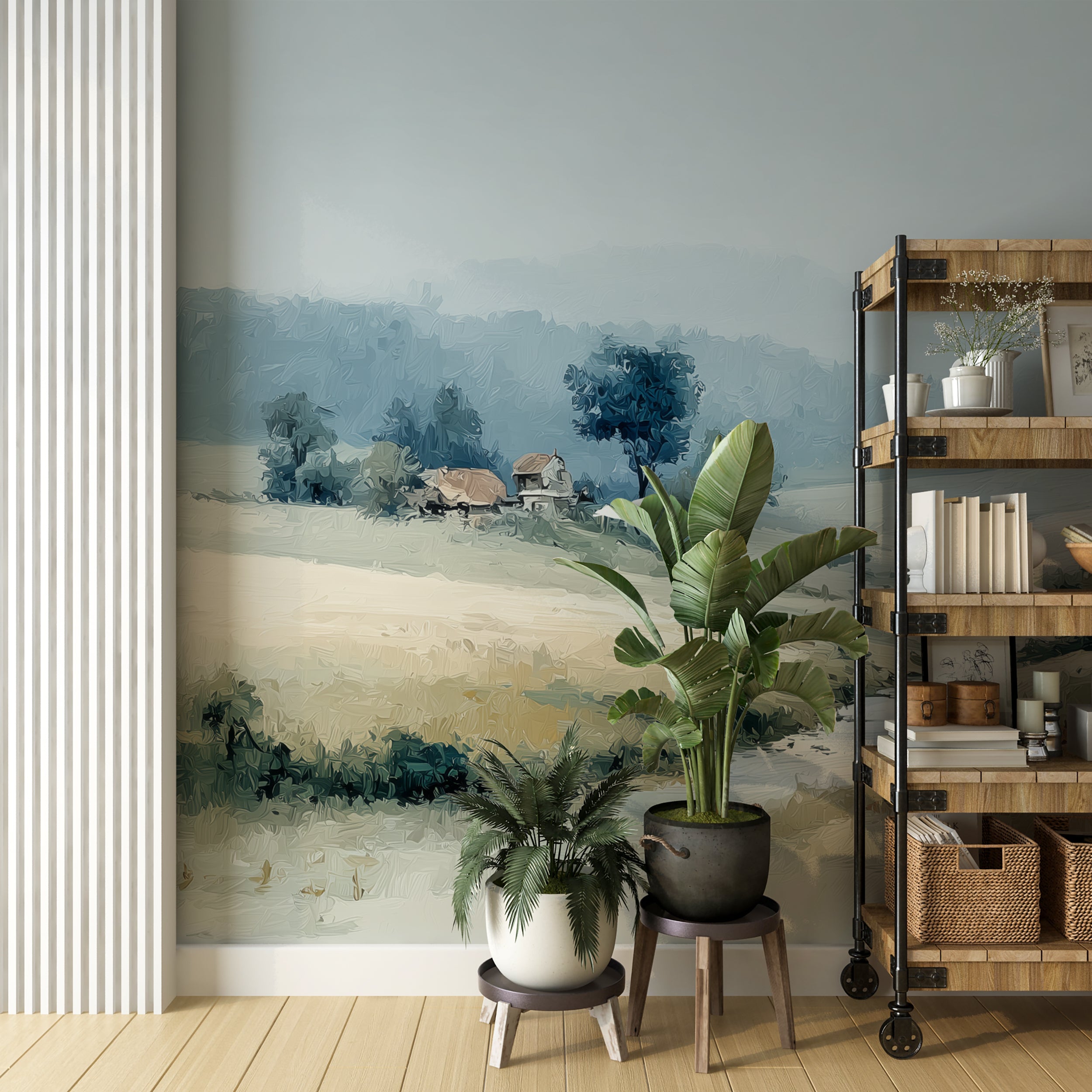 muted pastel landscape backdrop
artistic farmhouse decor