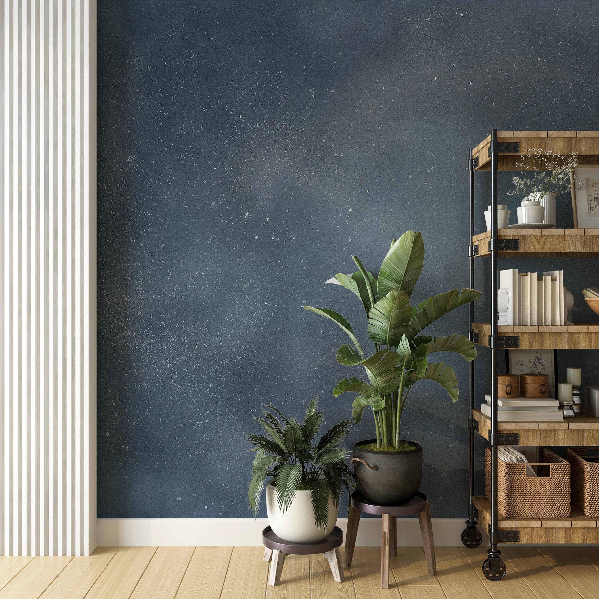 ethereal sky wall covering
stars and clouds watercolor mural